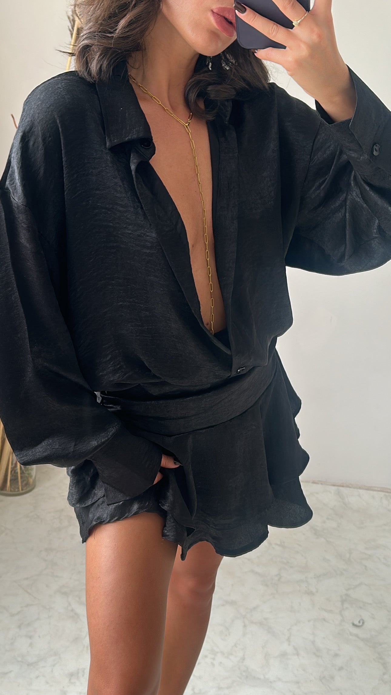 Tasarım Işıltılı Saten Elbise