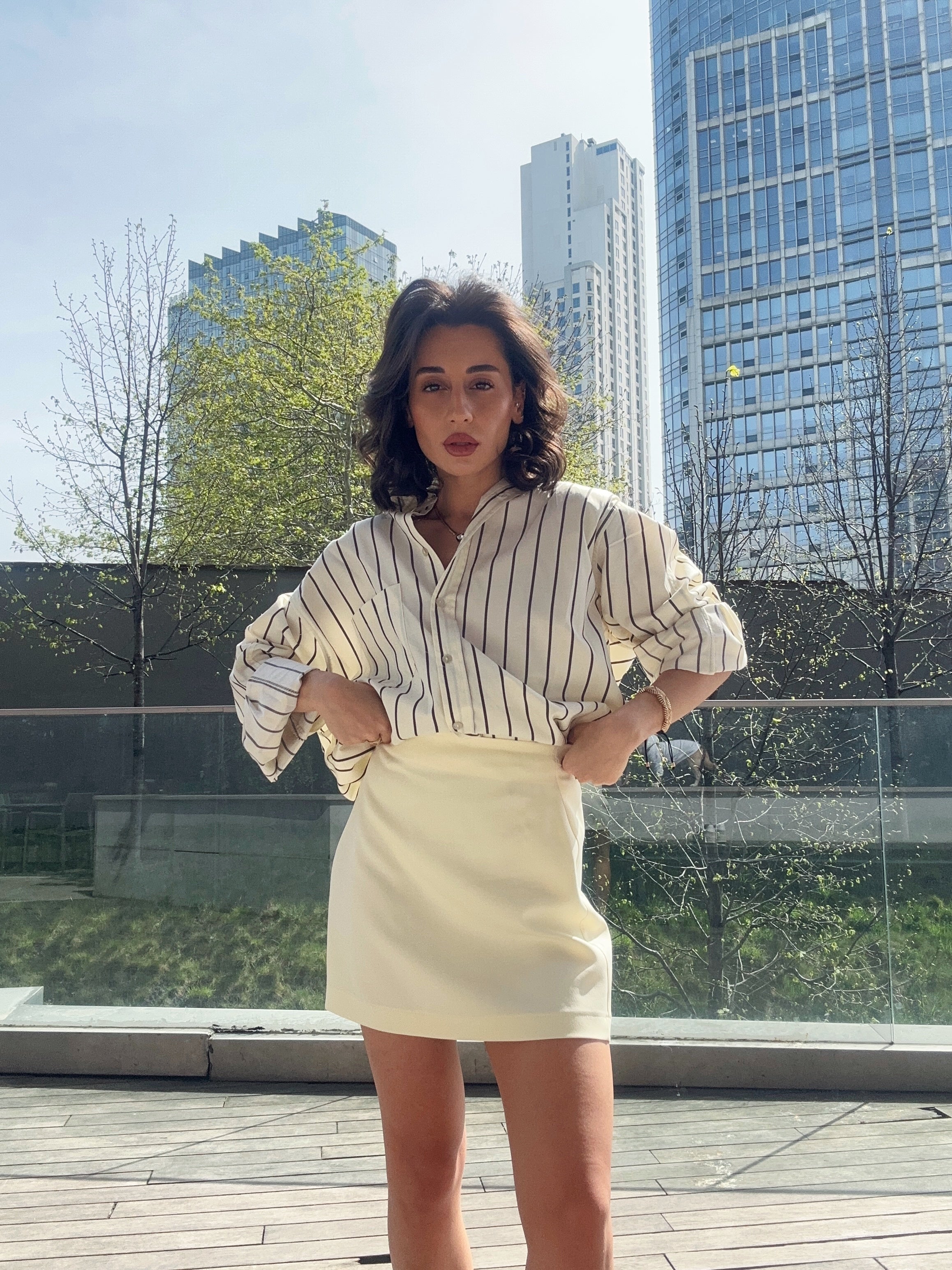 Sarı Yüksek Bel Etek