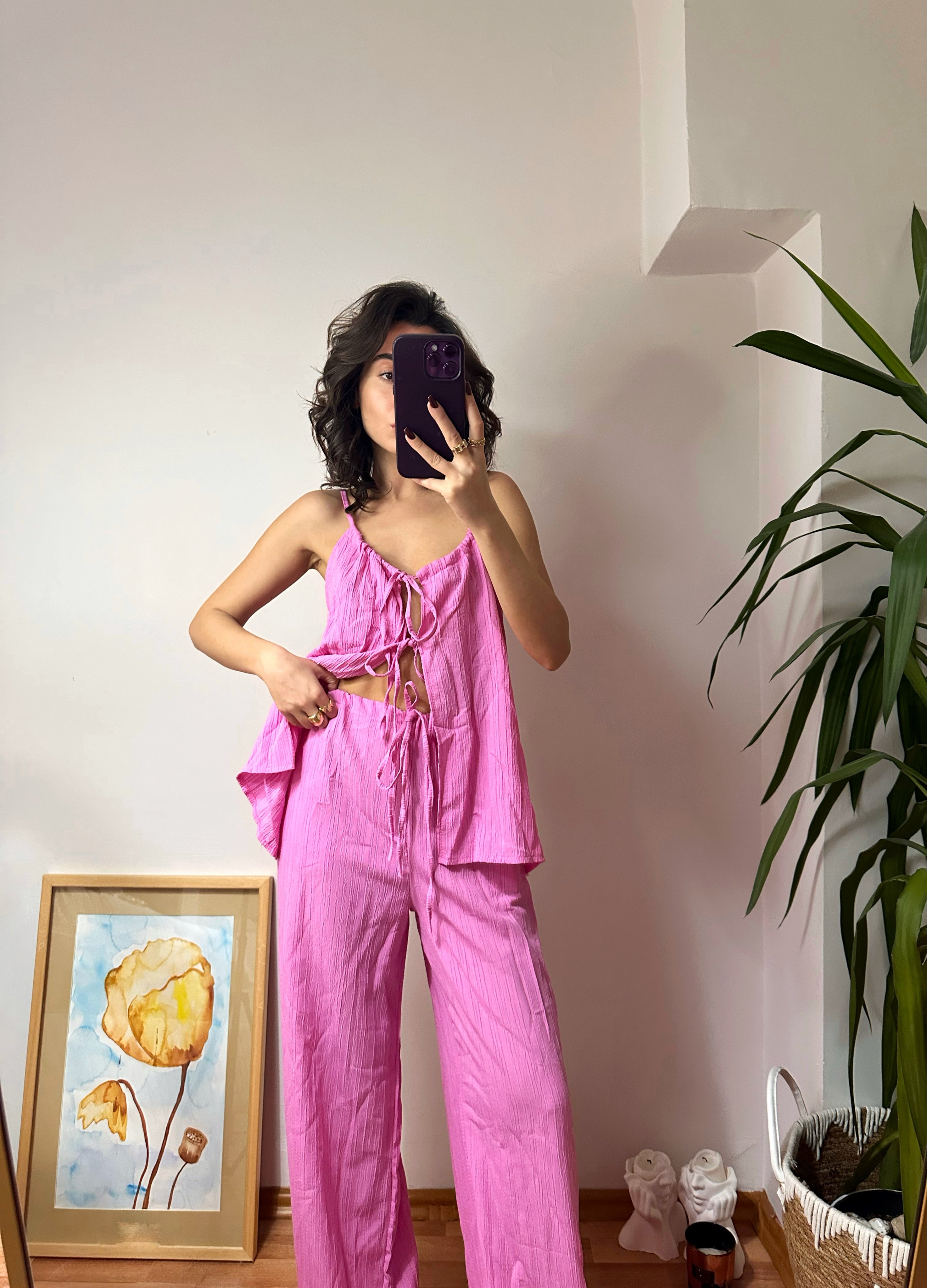 Bağlamalı Pembe Takım