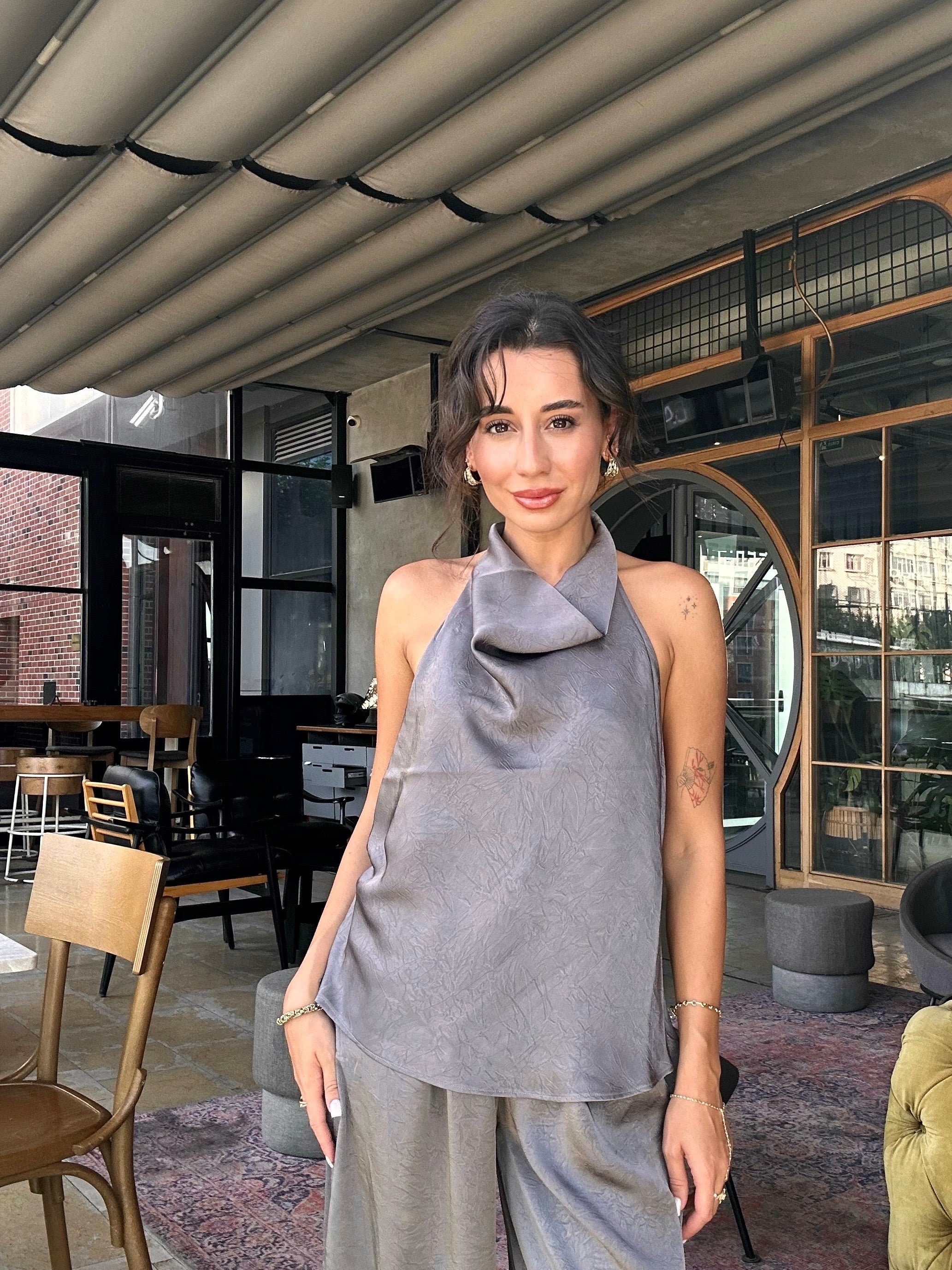 Saten Bluz Pantolon Takım