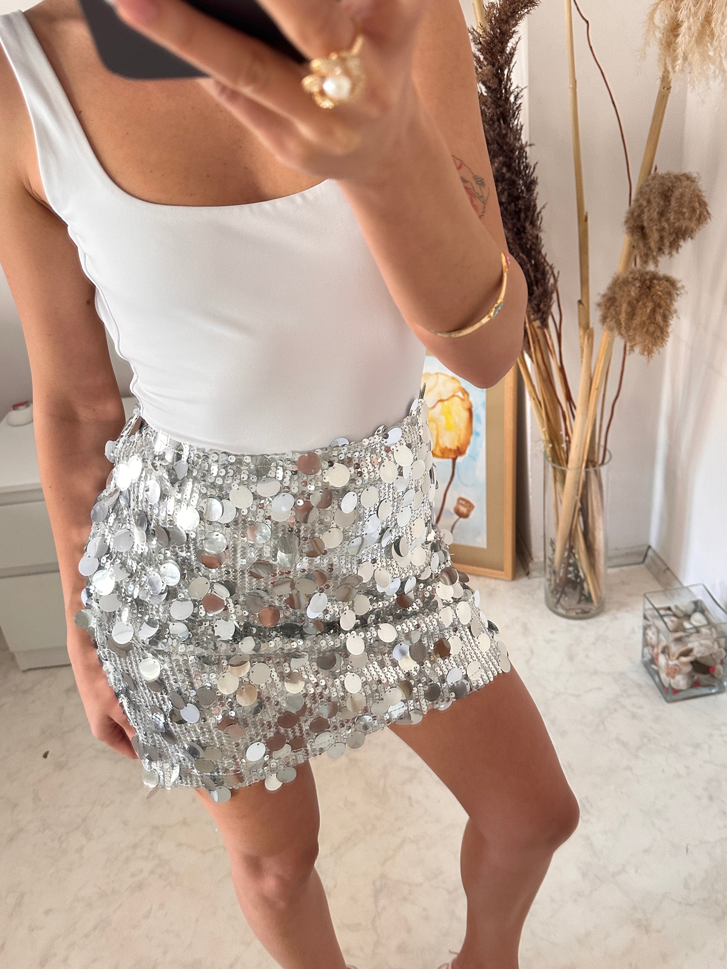 Pullu Payetli Tasarım Etek