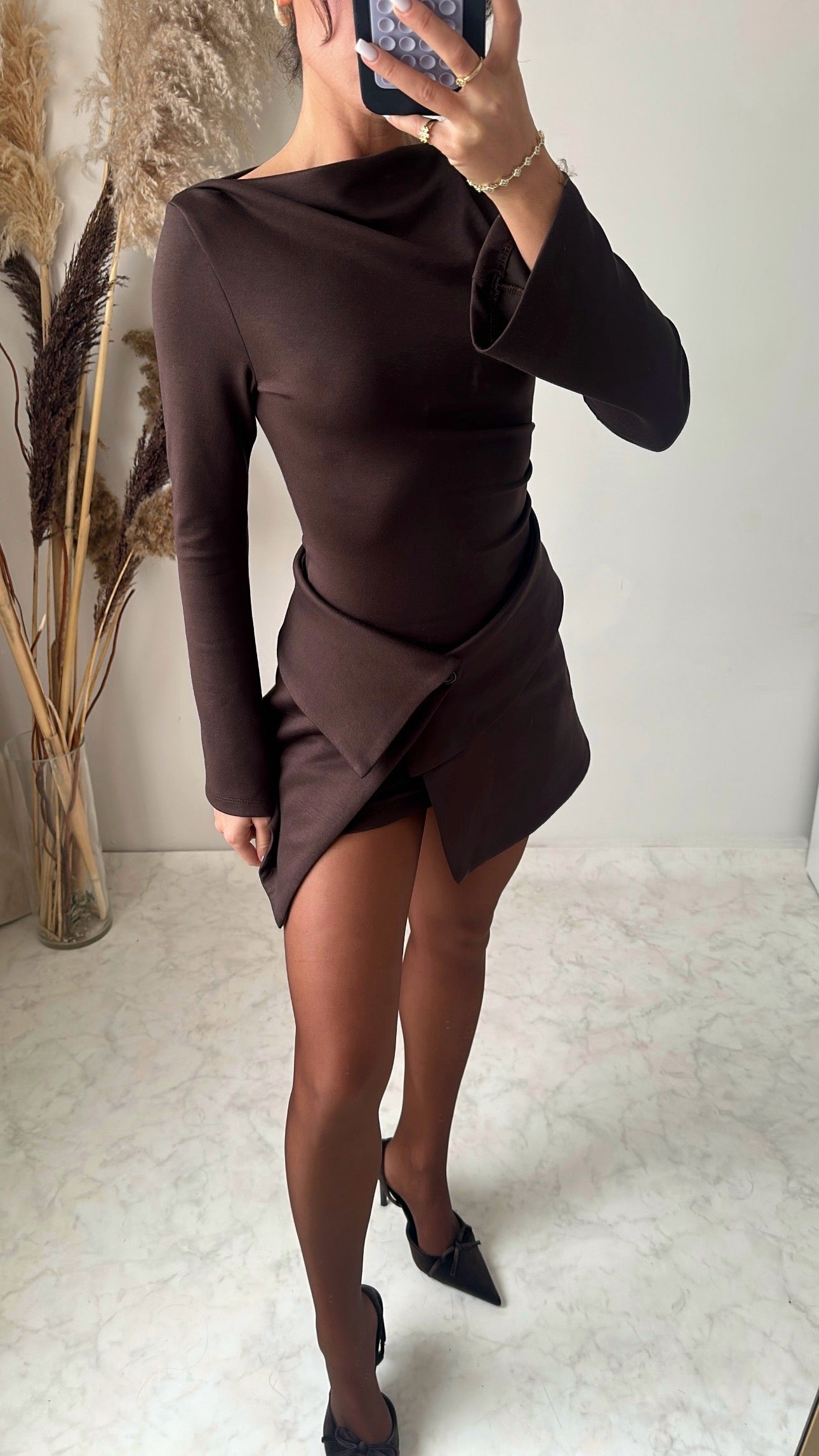 Tasarım Mini Kahve Elbise