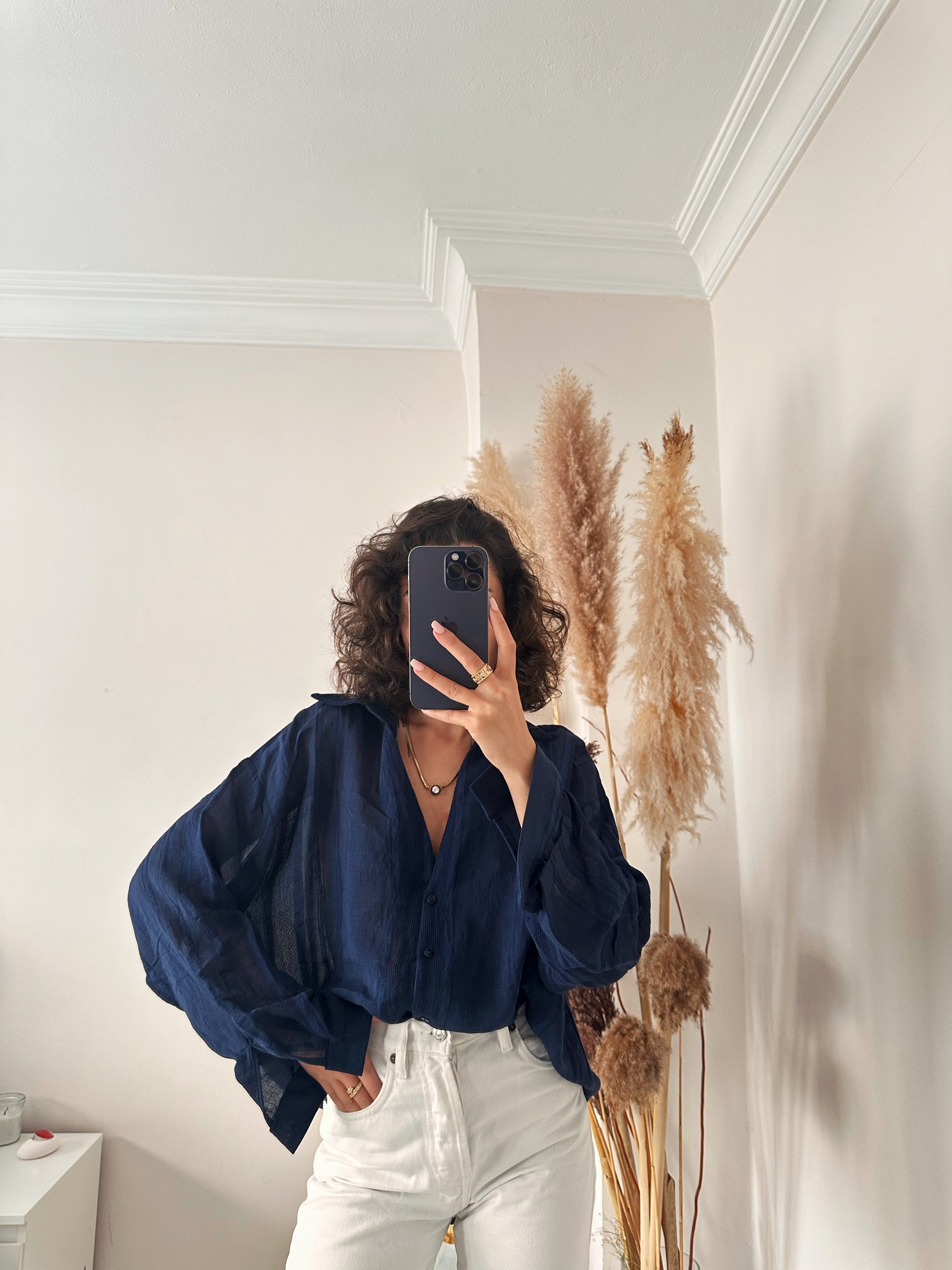 Oversize Şerit Detaylı Gömlek