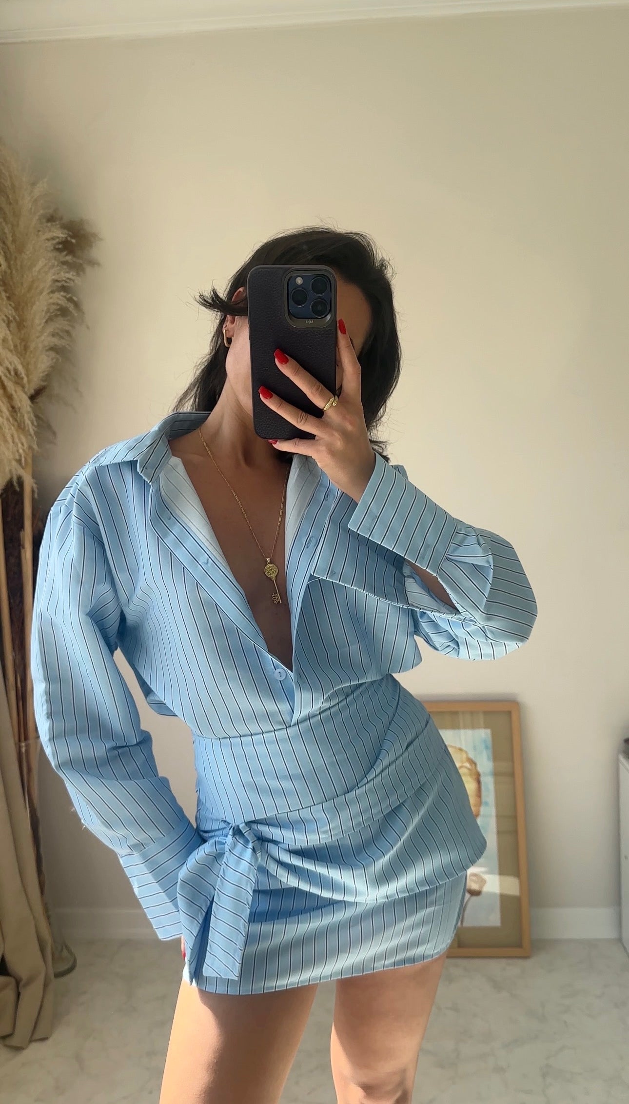 Baby Blue Çizgili Etek Takım