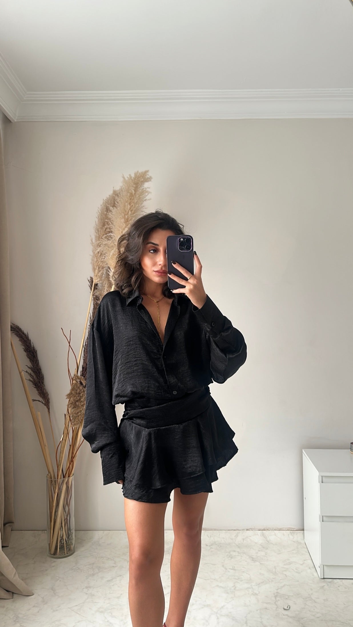 Tasarım Işıltılı Saten Elbise