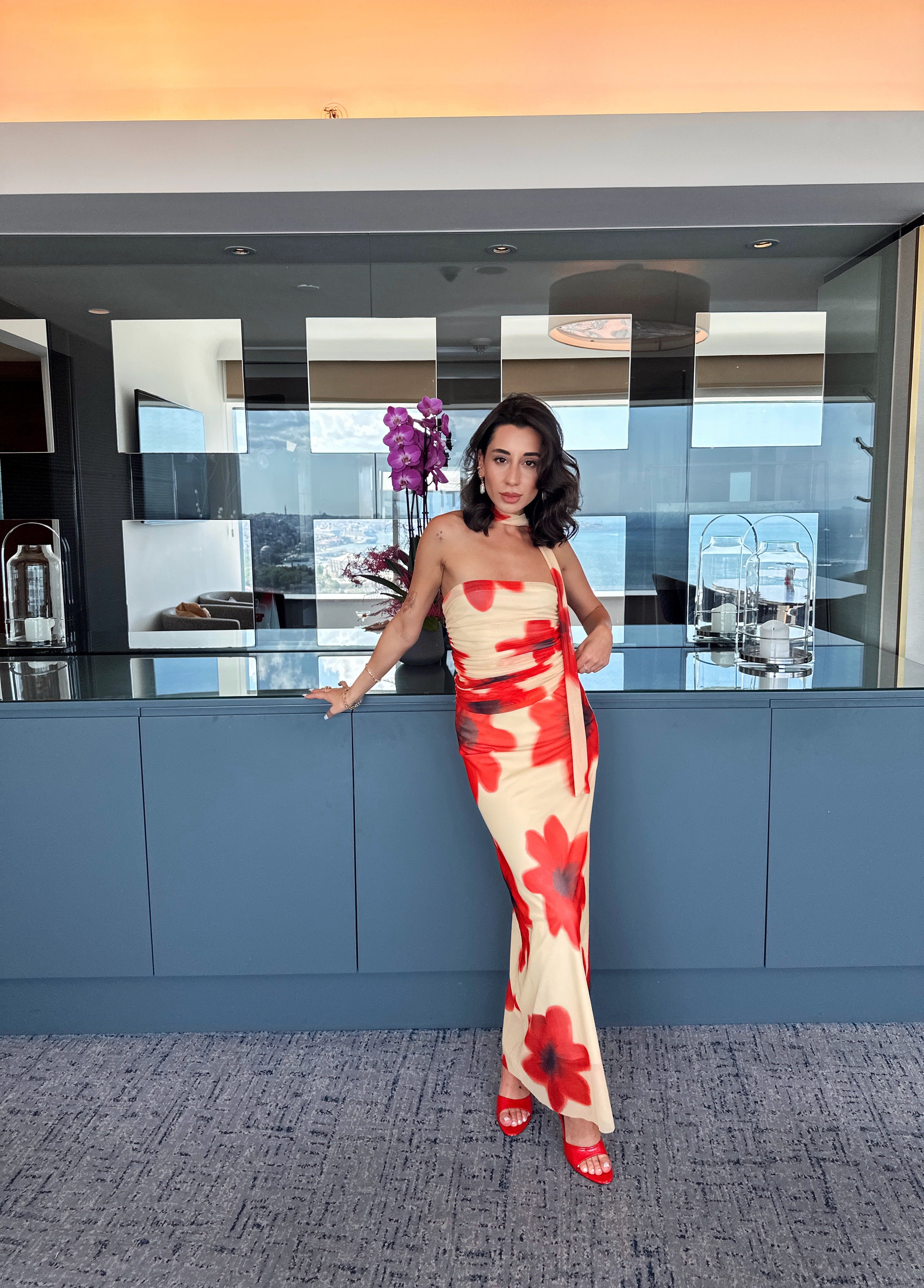 Tasarım Çiçekli Tül Etek Takım