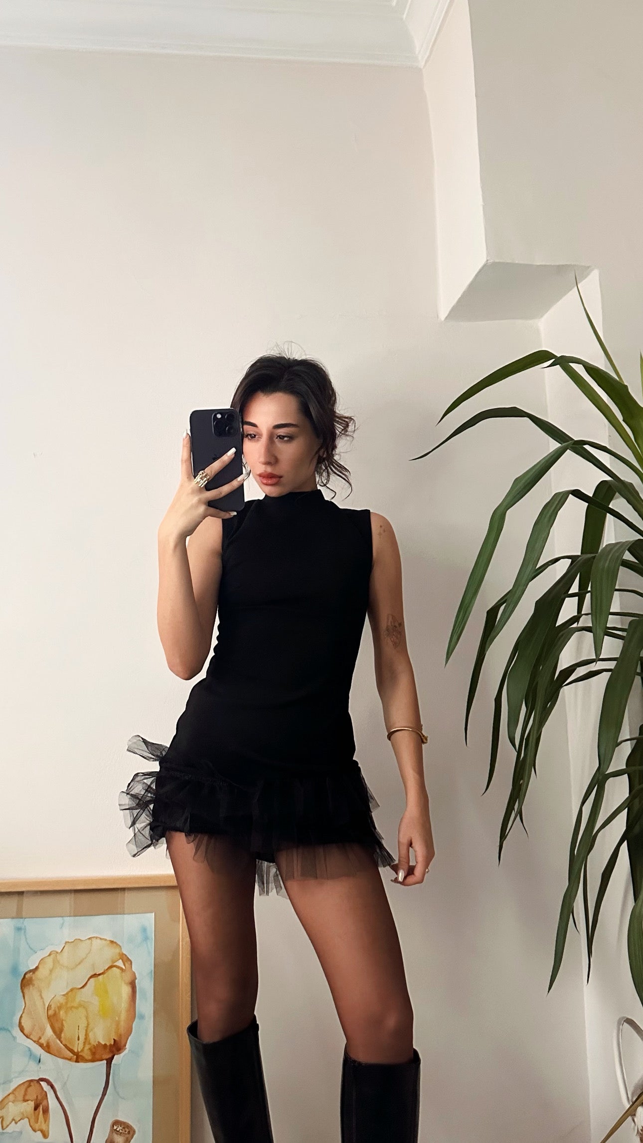 Tasarım Tül Detaylı Elbise