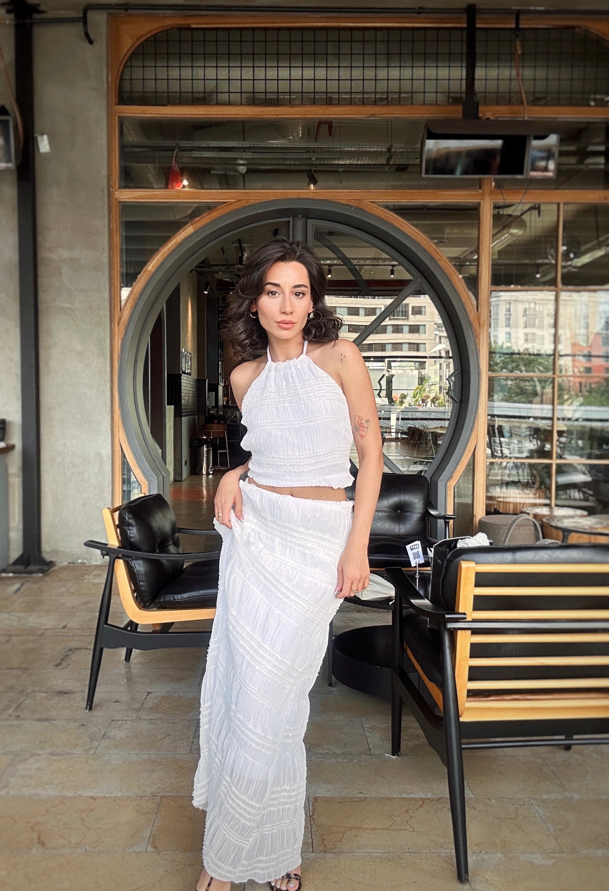 Tasarım Arkadan Bağlamalı Etek Takım