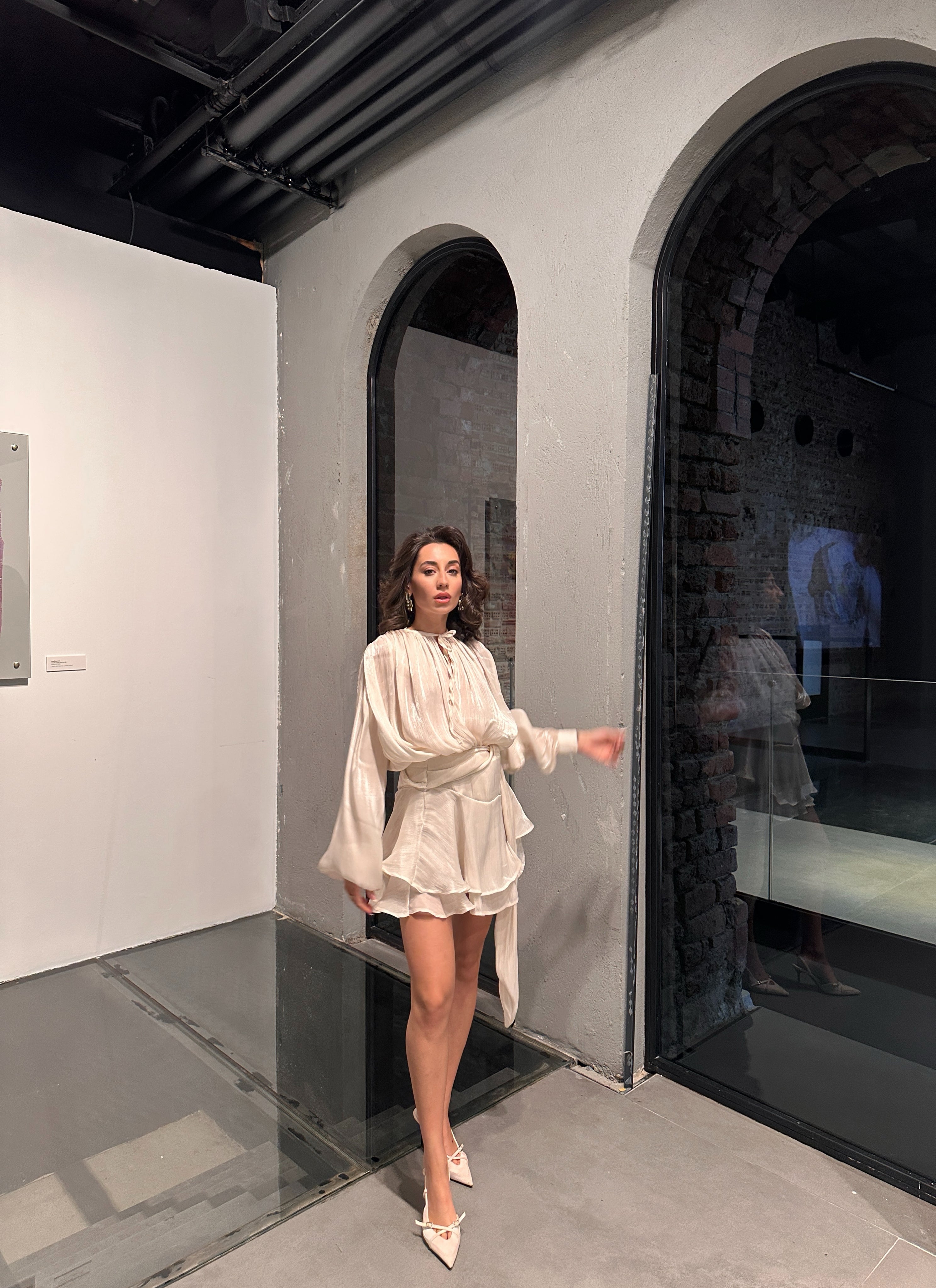 Tasarım Işıltılı Saten Elbise