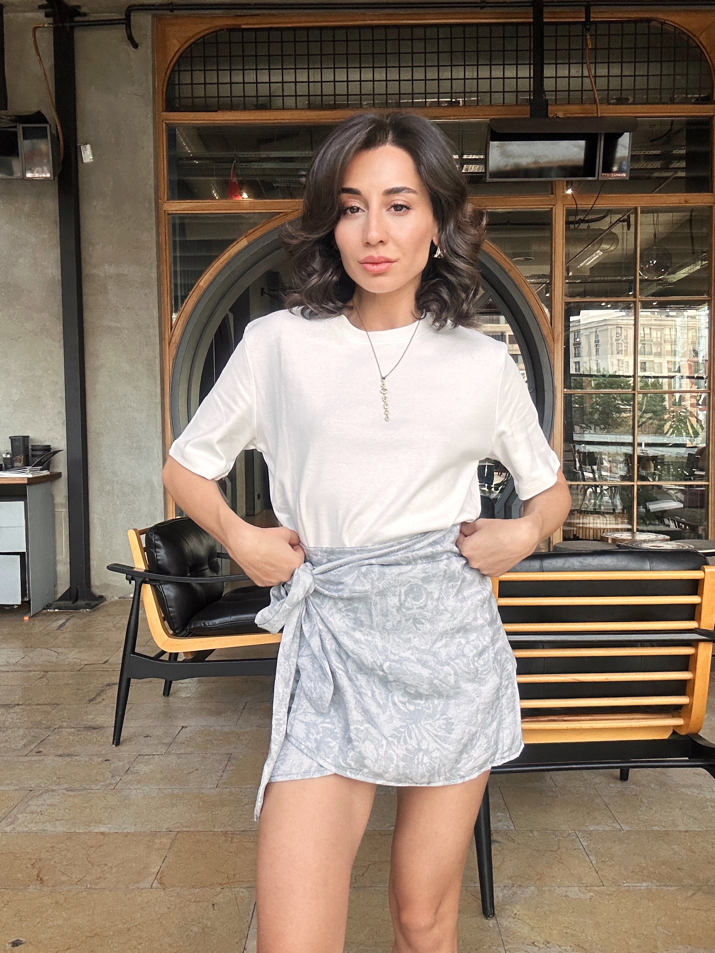 Bağlamalı Desenli Etek