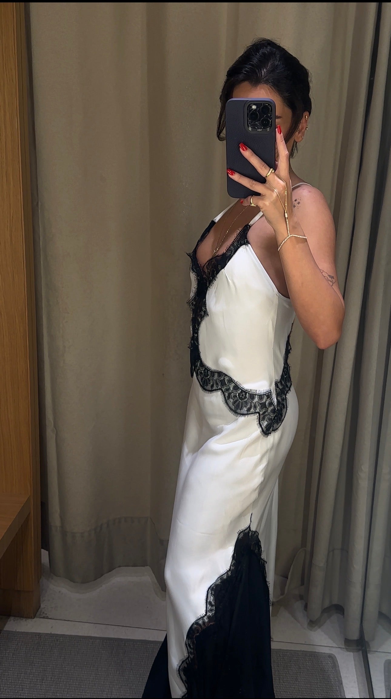 Belle Noire Saten Maxi Elbise