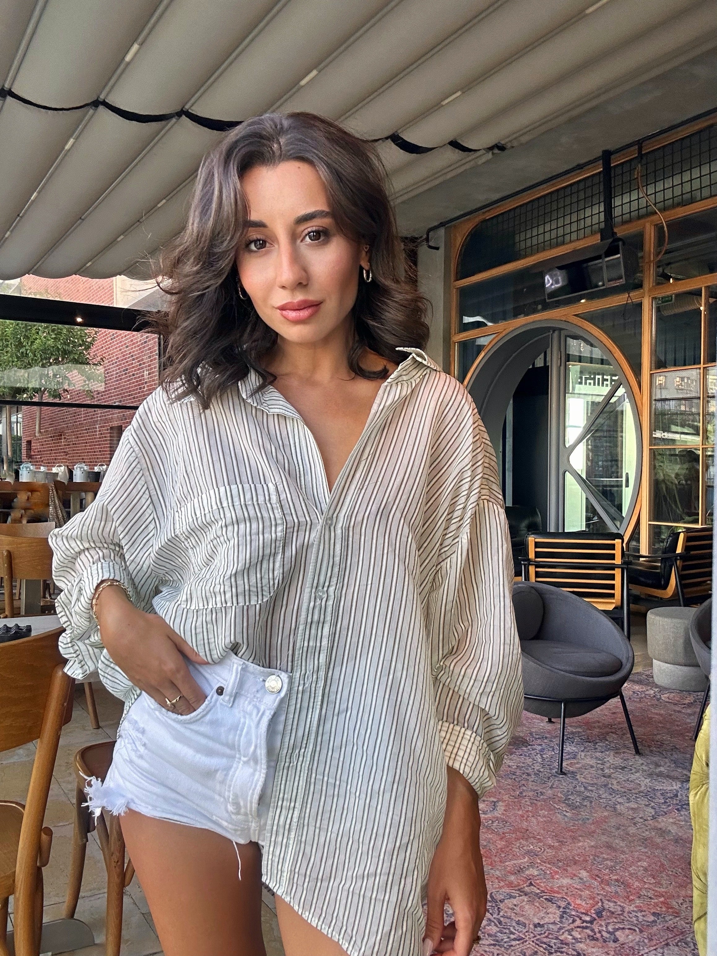 Çizgili Oversize Gömlek