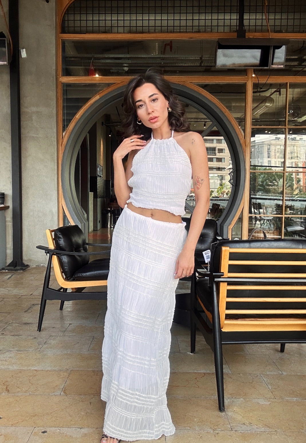 Tasarım Arkadan Bağlamalı Etek Takım