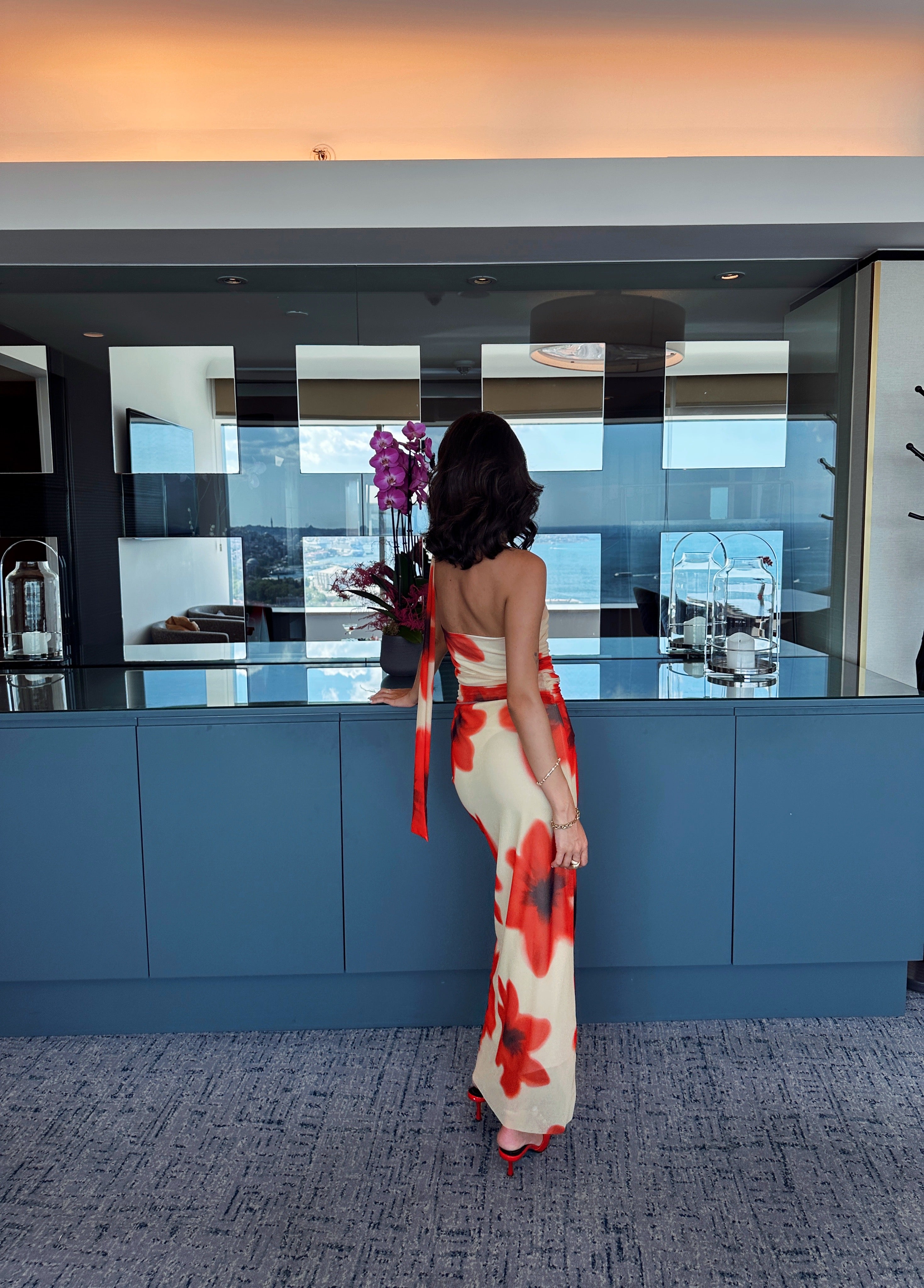 Tasarım Çiçekli Tül Etek Takım