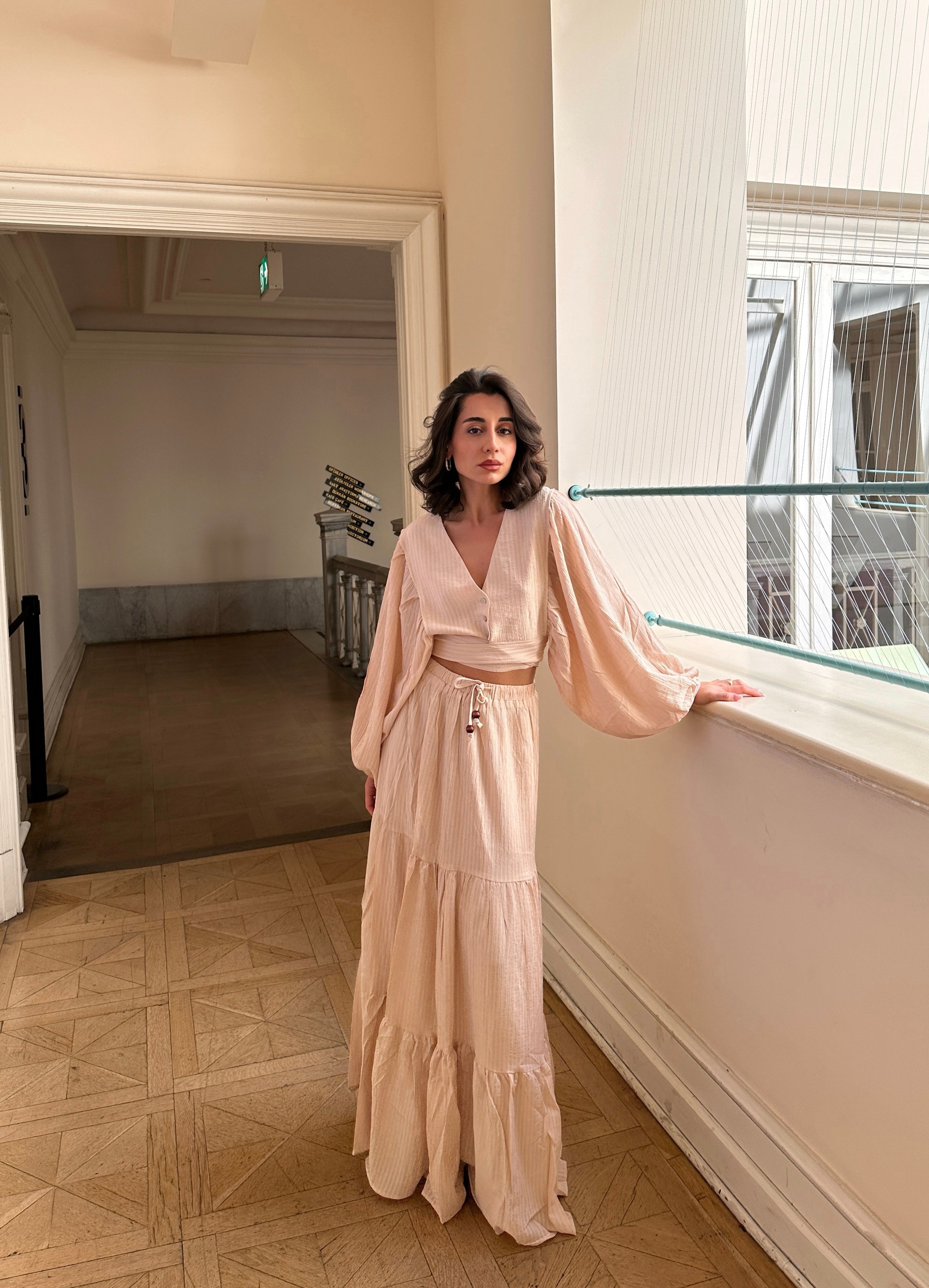 Balon Kol Crop Etek Takım