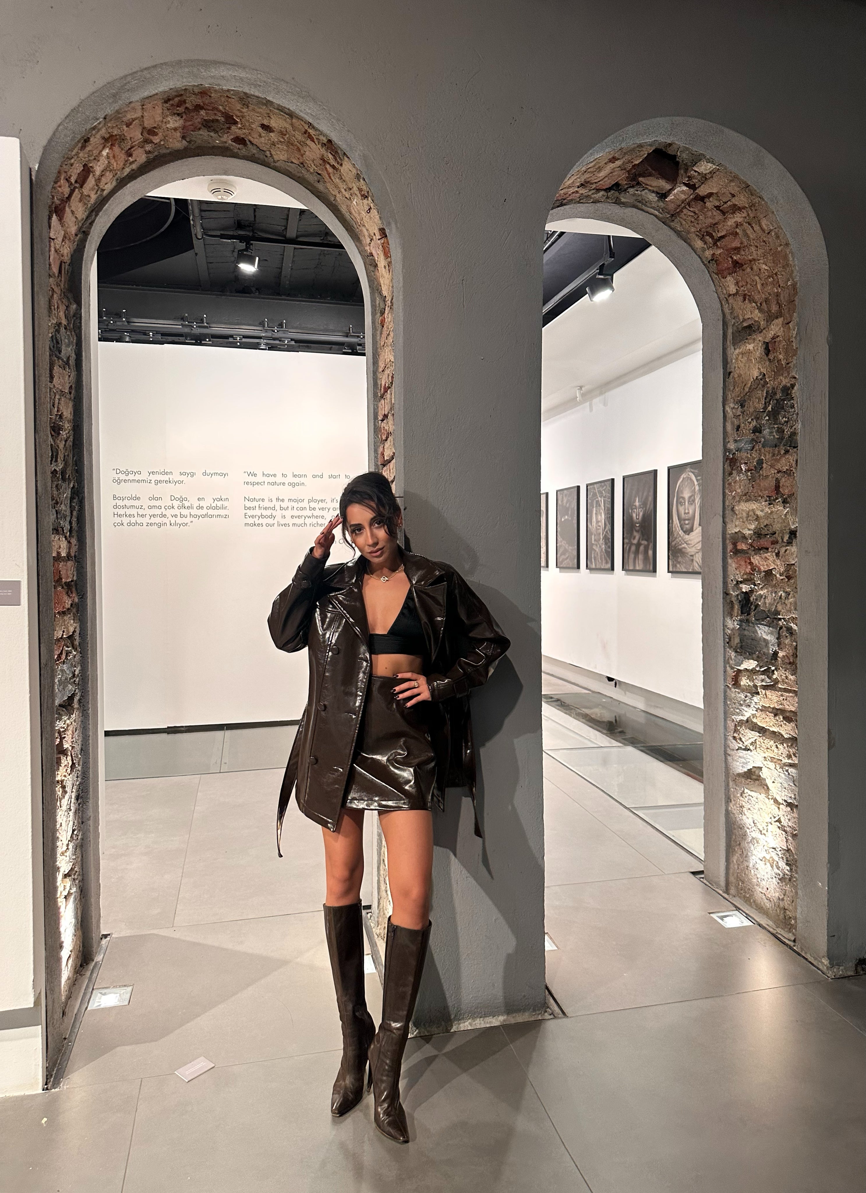 LUMEN Deri Ceket Etek Takım