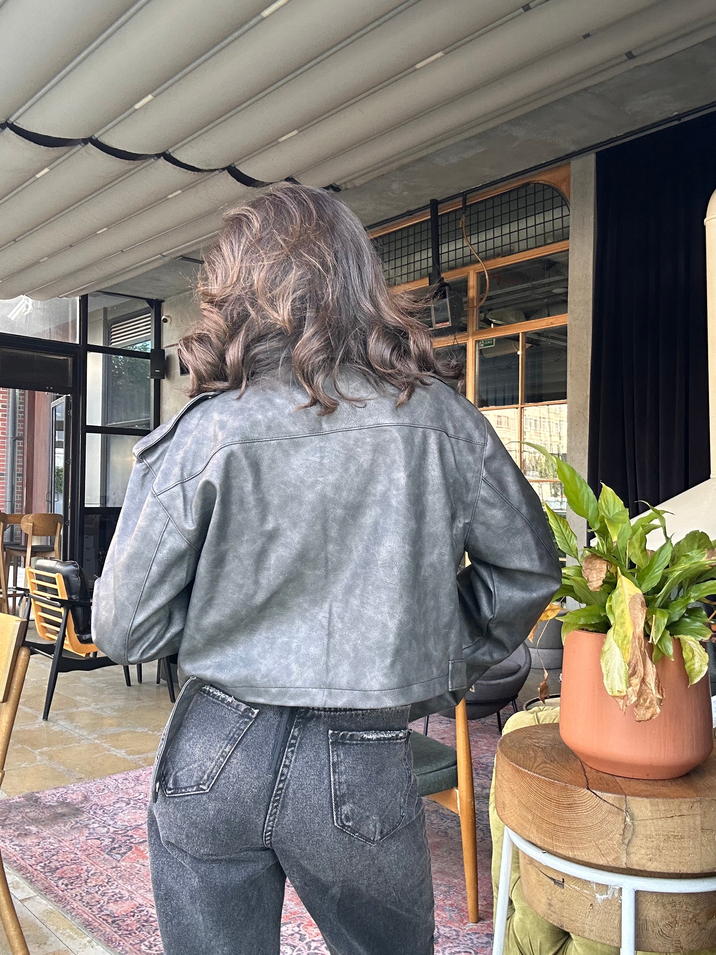 Eskitmeli Deri Ceket