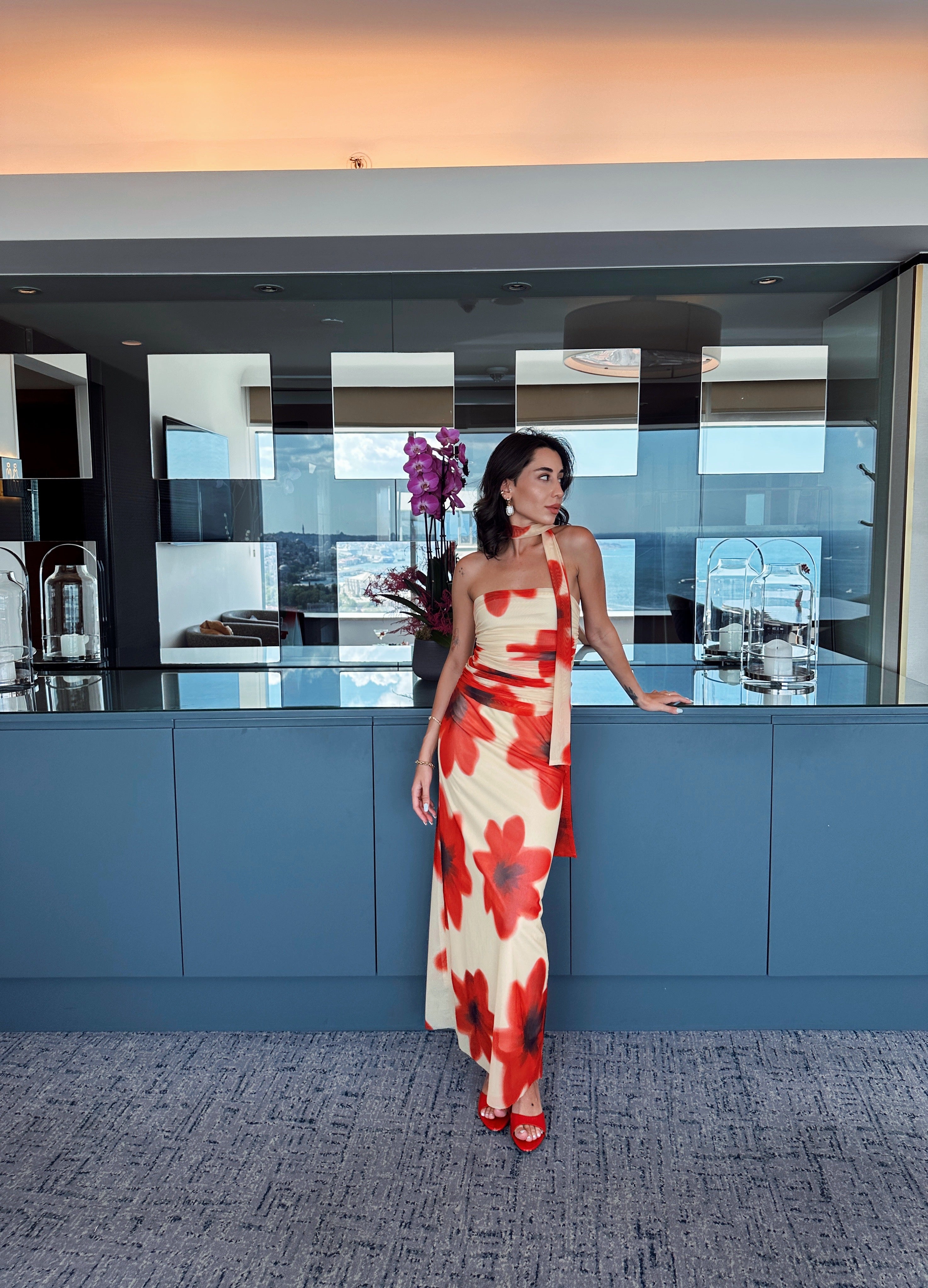 Tasarım Çiçekli Tül Etek Takım