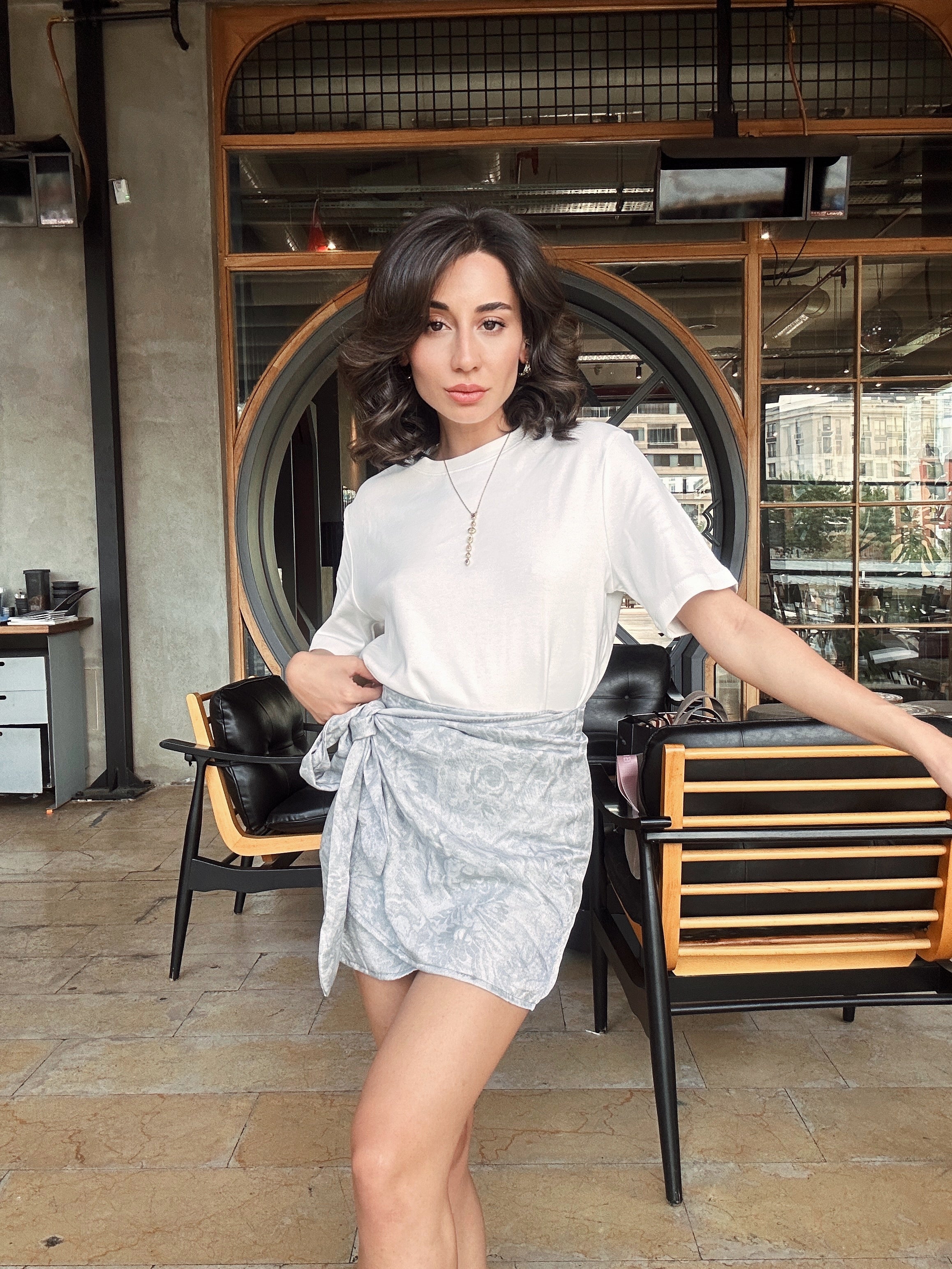 Bağlamalı Desenli Etek