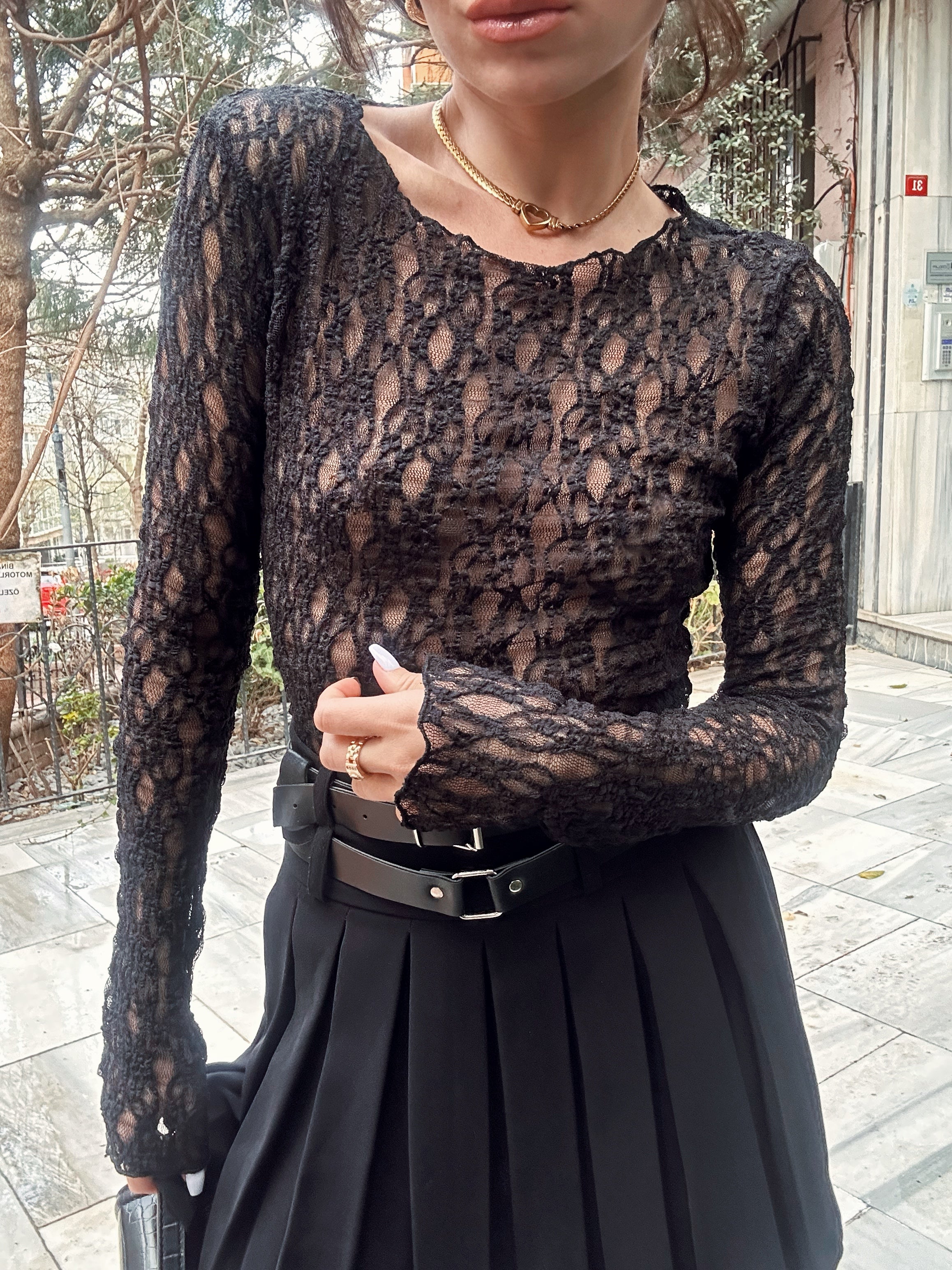 Dantel Transparan Bluz