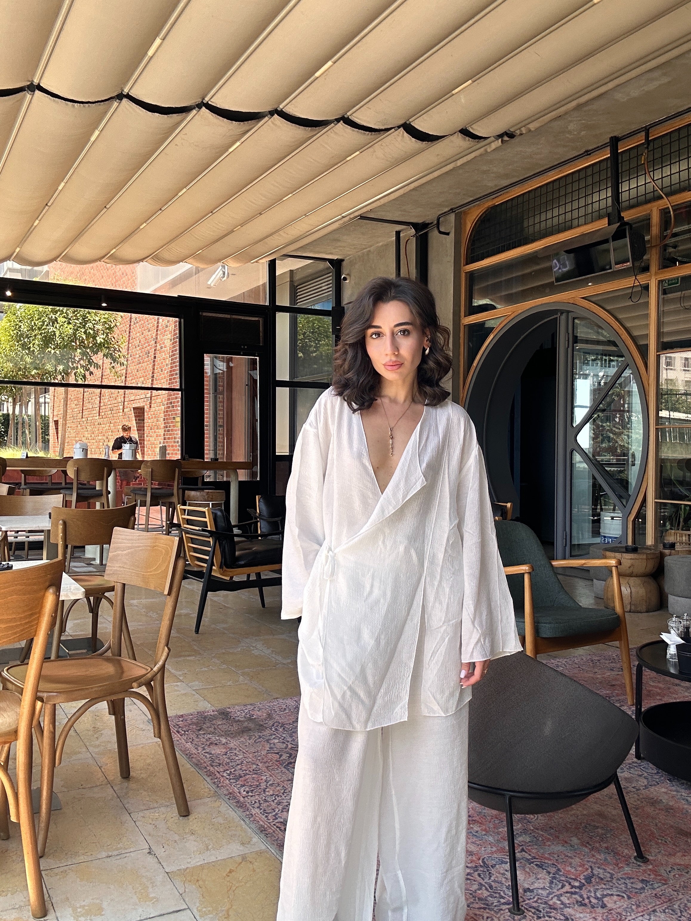 Kimono Bağlamalı Pantolon Takım