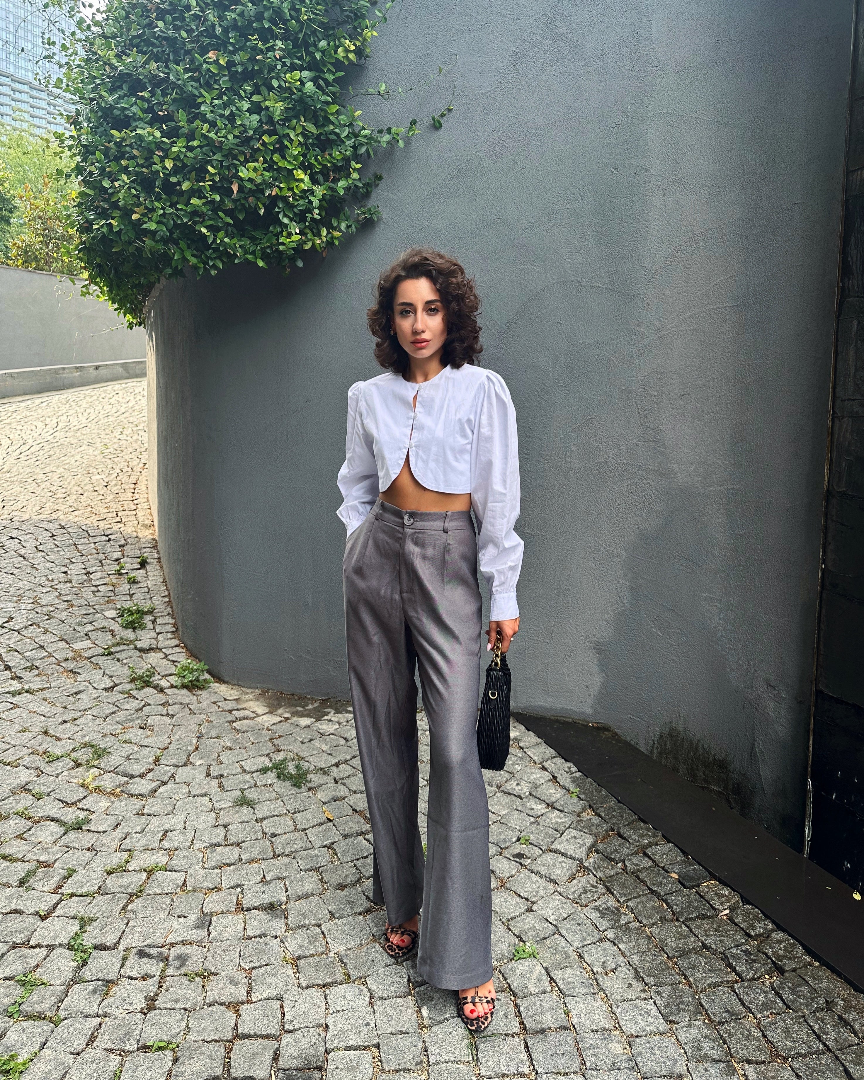 Balon Kol Crop Gömlek