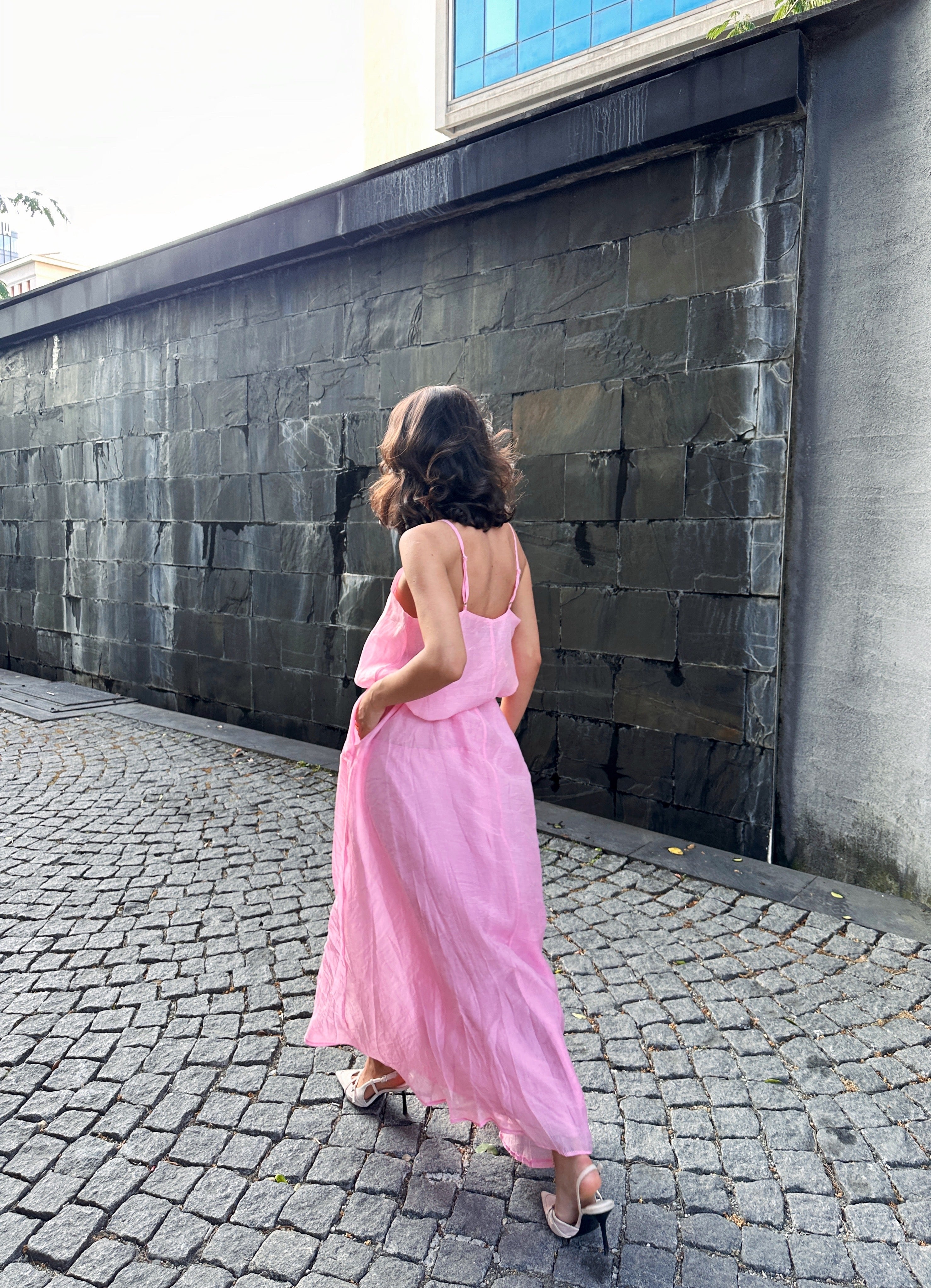 Pembe Tül Askılı Elbise