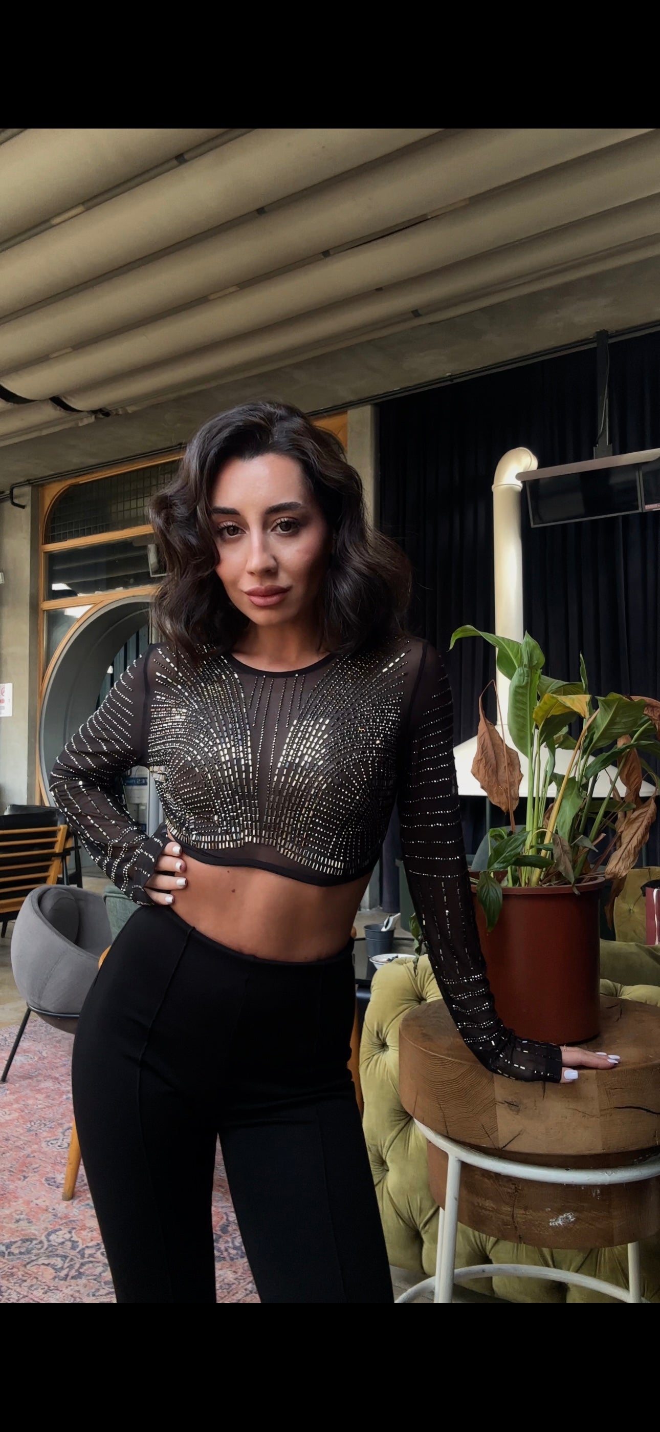 Lumée Crop Taşlı Bluz