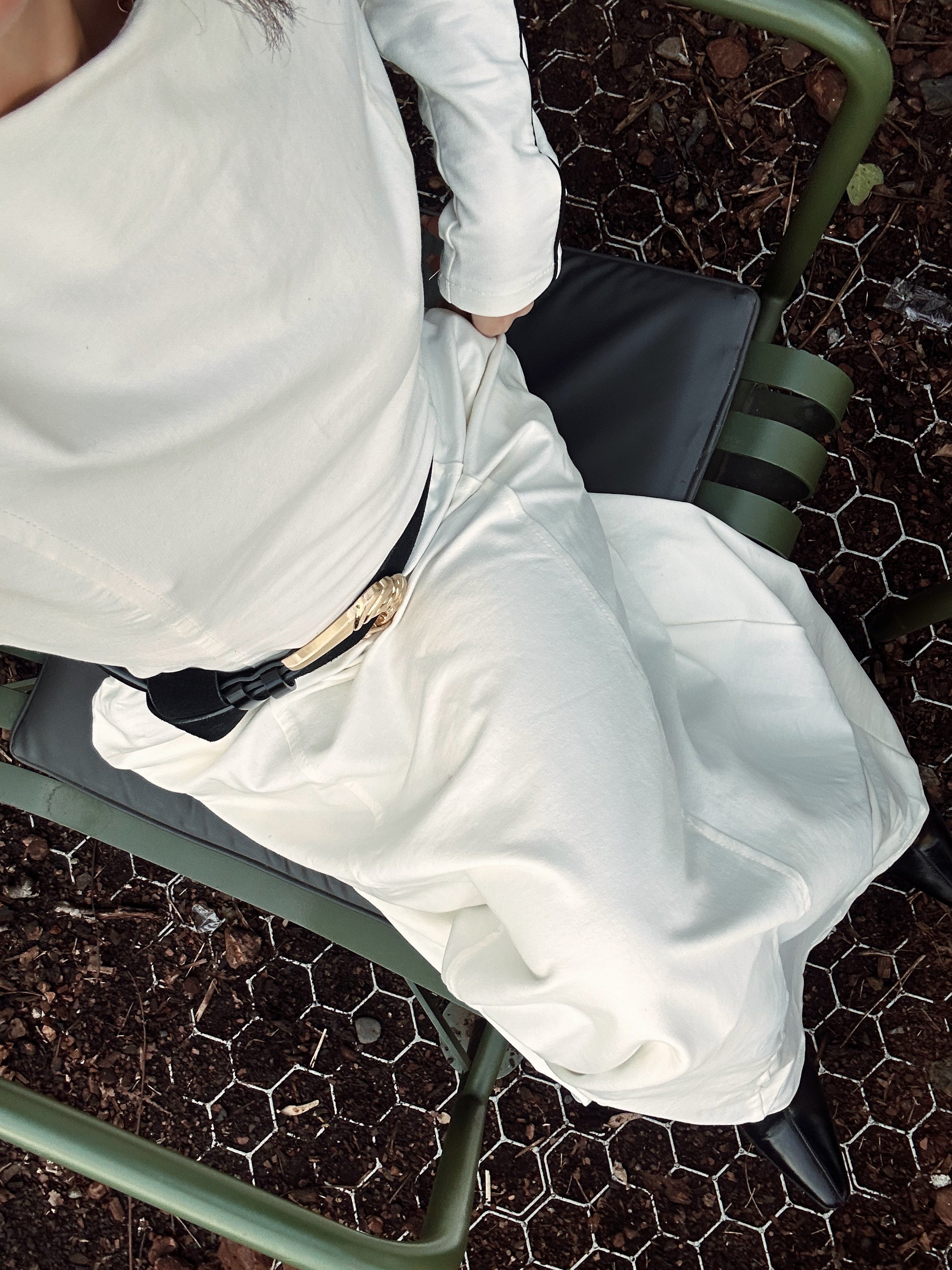 Maxi Boy Şerit Detaylı Beyaz Elbise