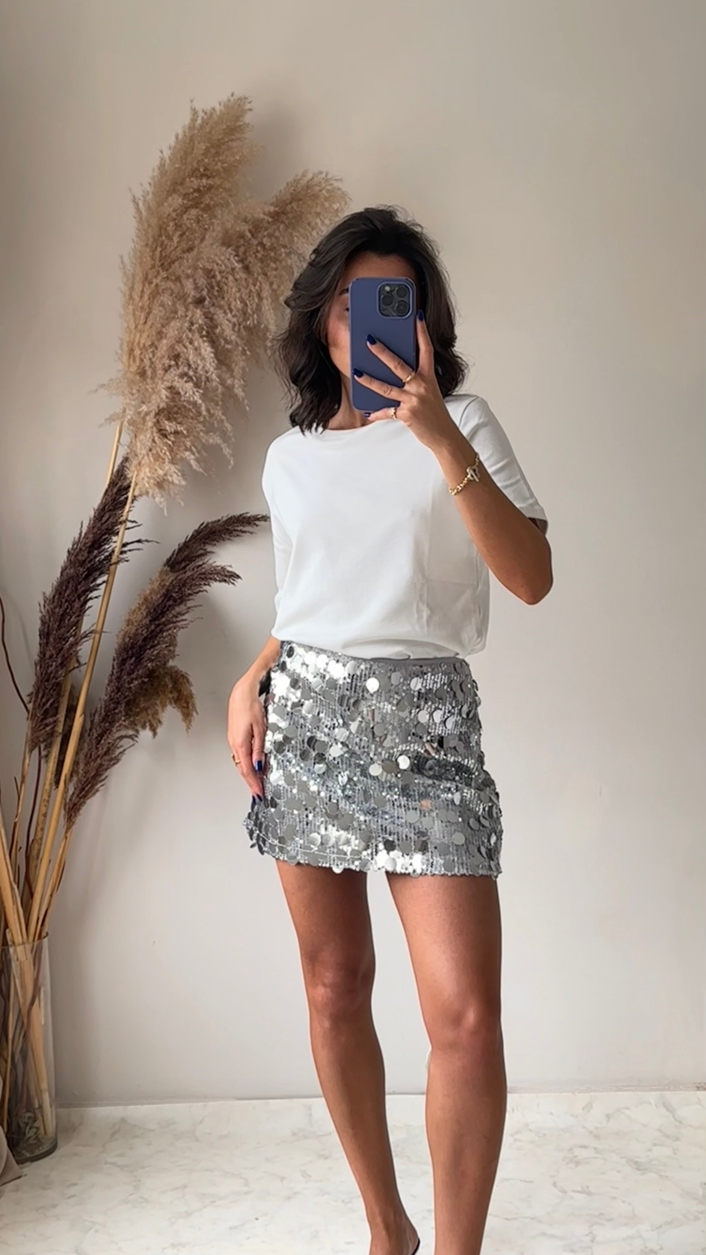 Glam Silver Pullu Etek