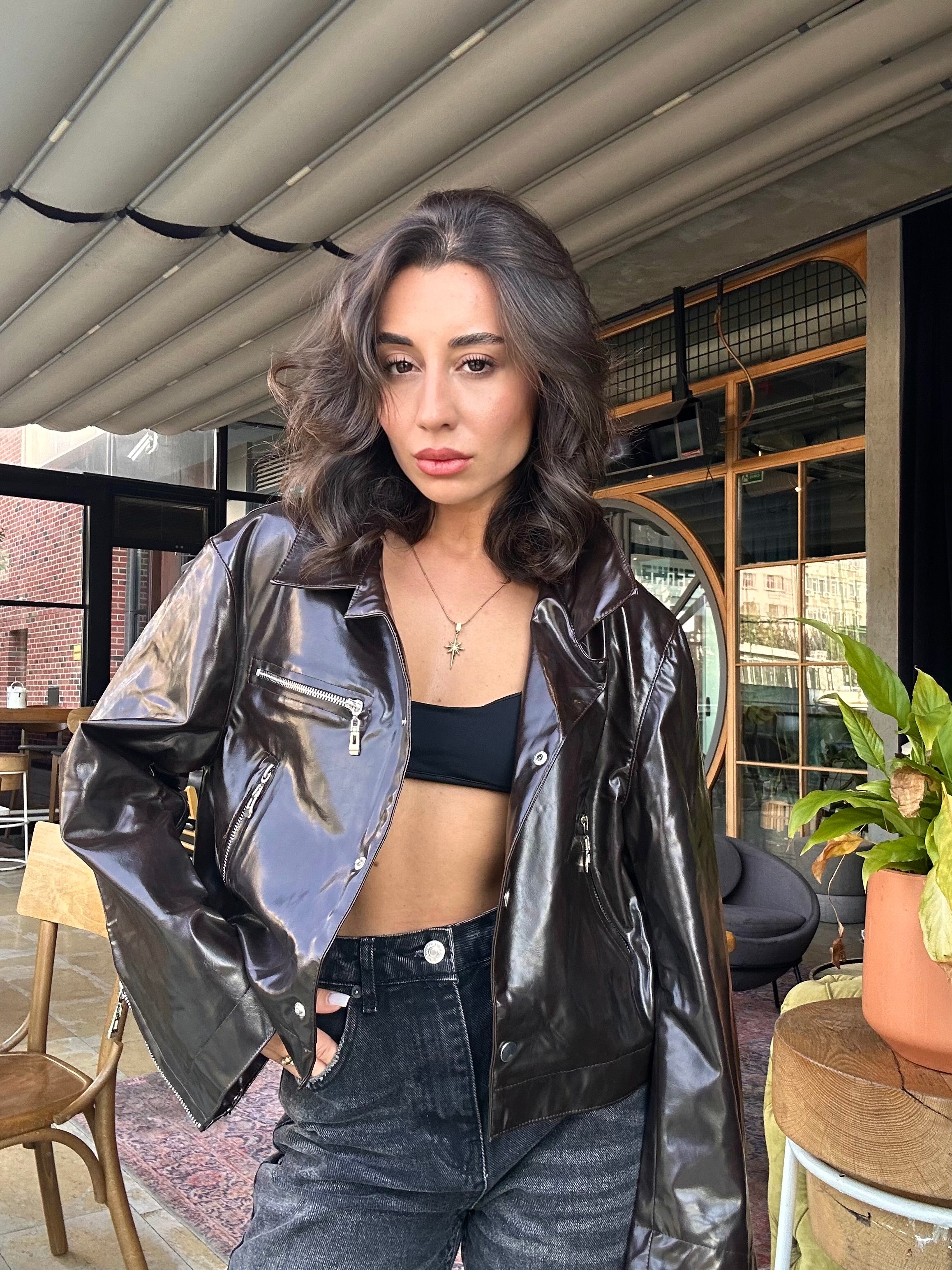 Rugan Crop Deri Ceket