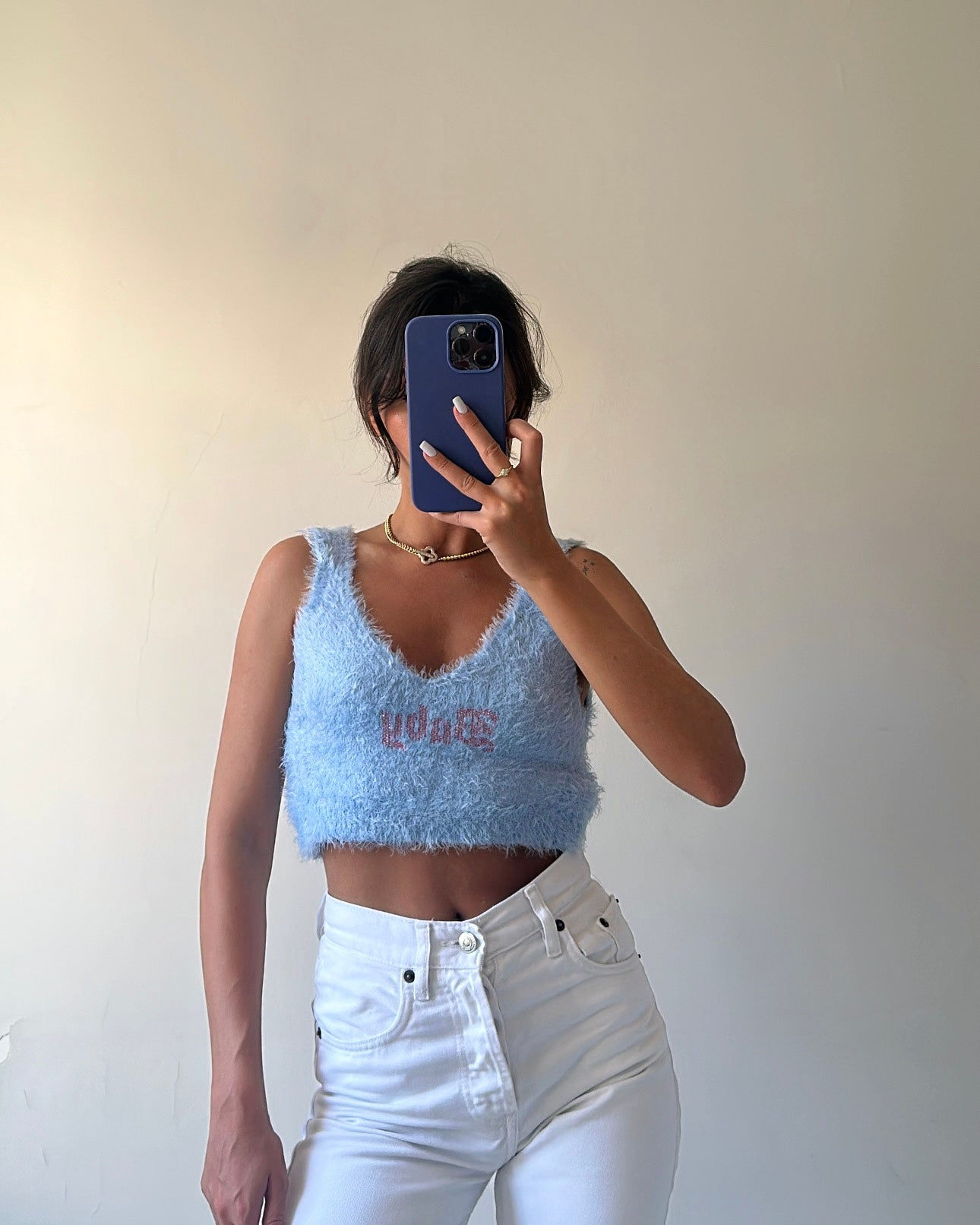 Baby Tüylü Taşlı Crop