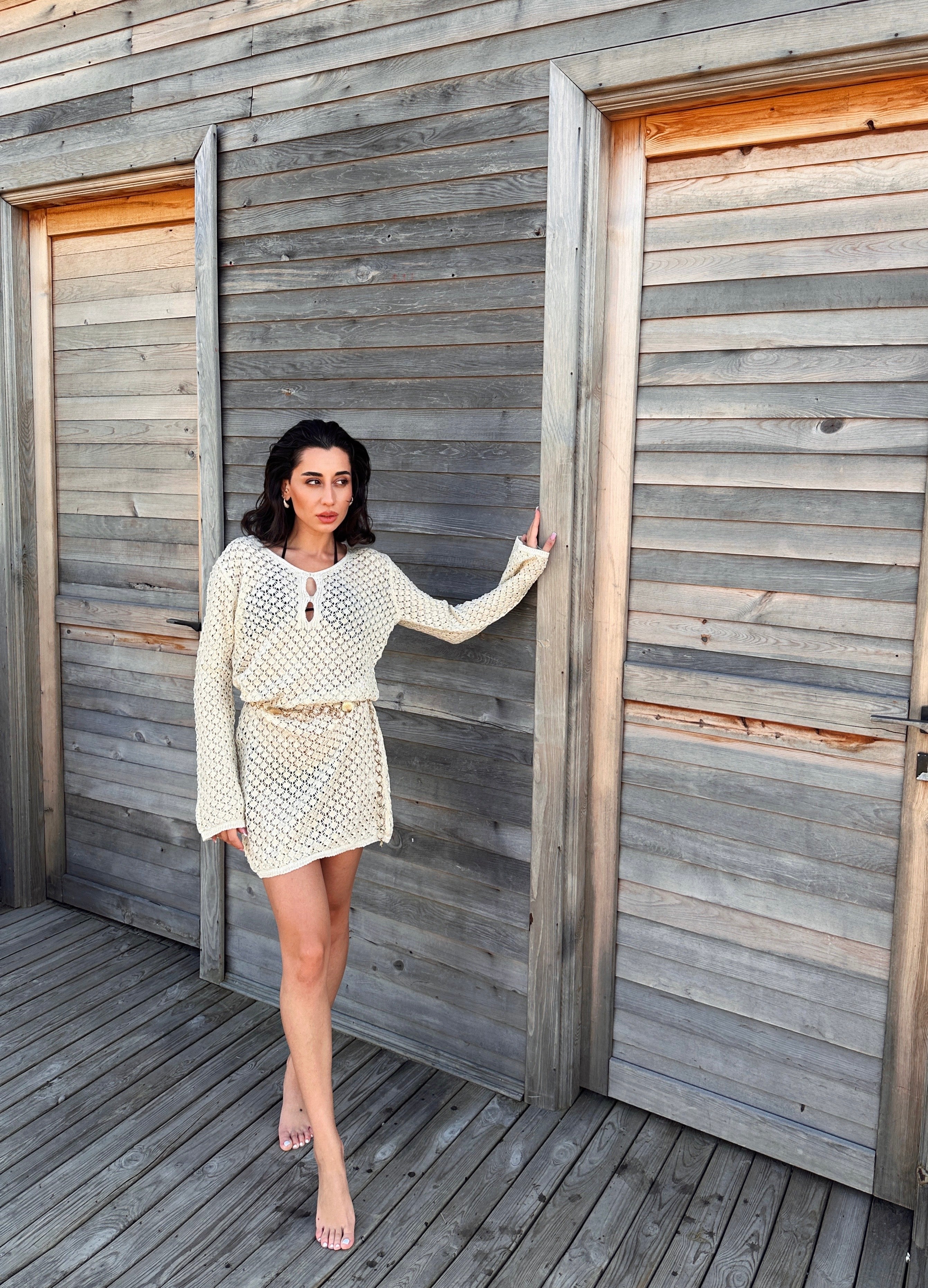 Gold Triko Mini Elbise