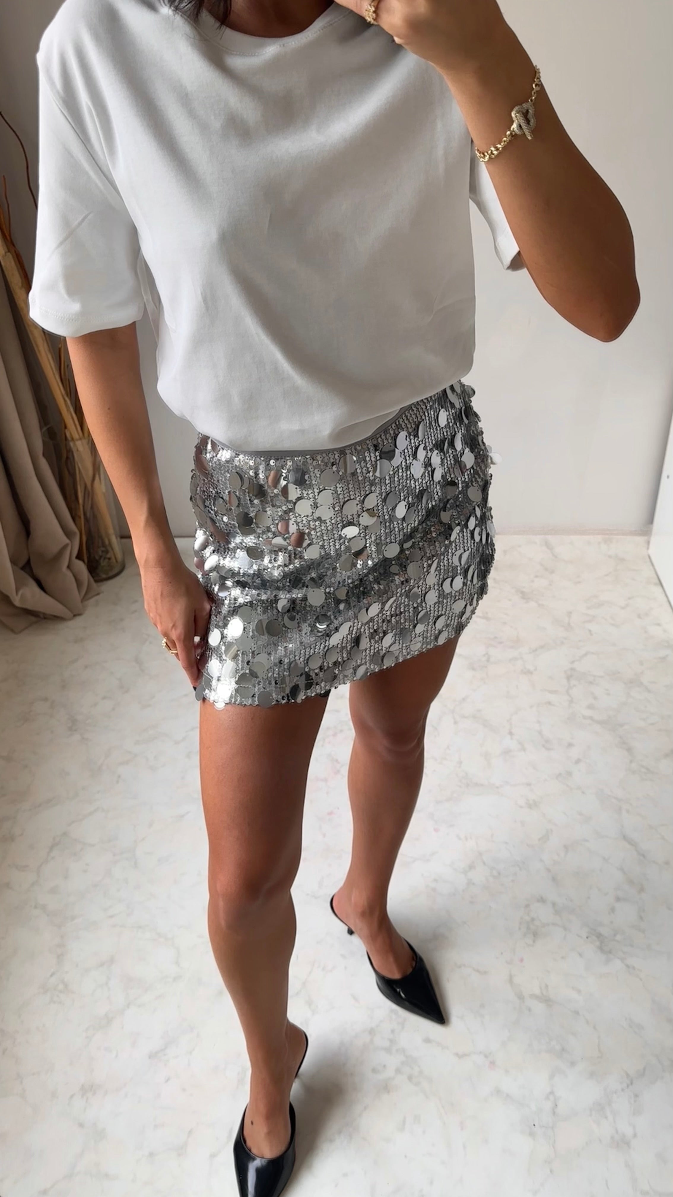 Glam Silver Pullu Etek