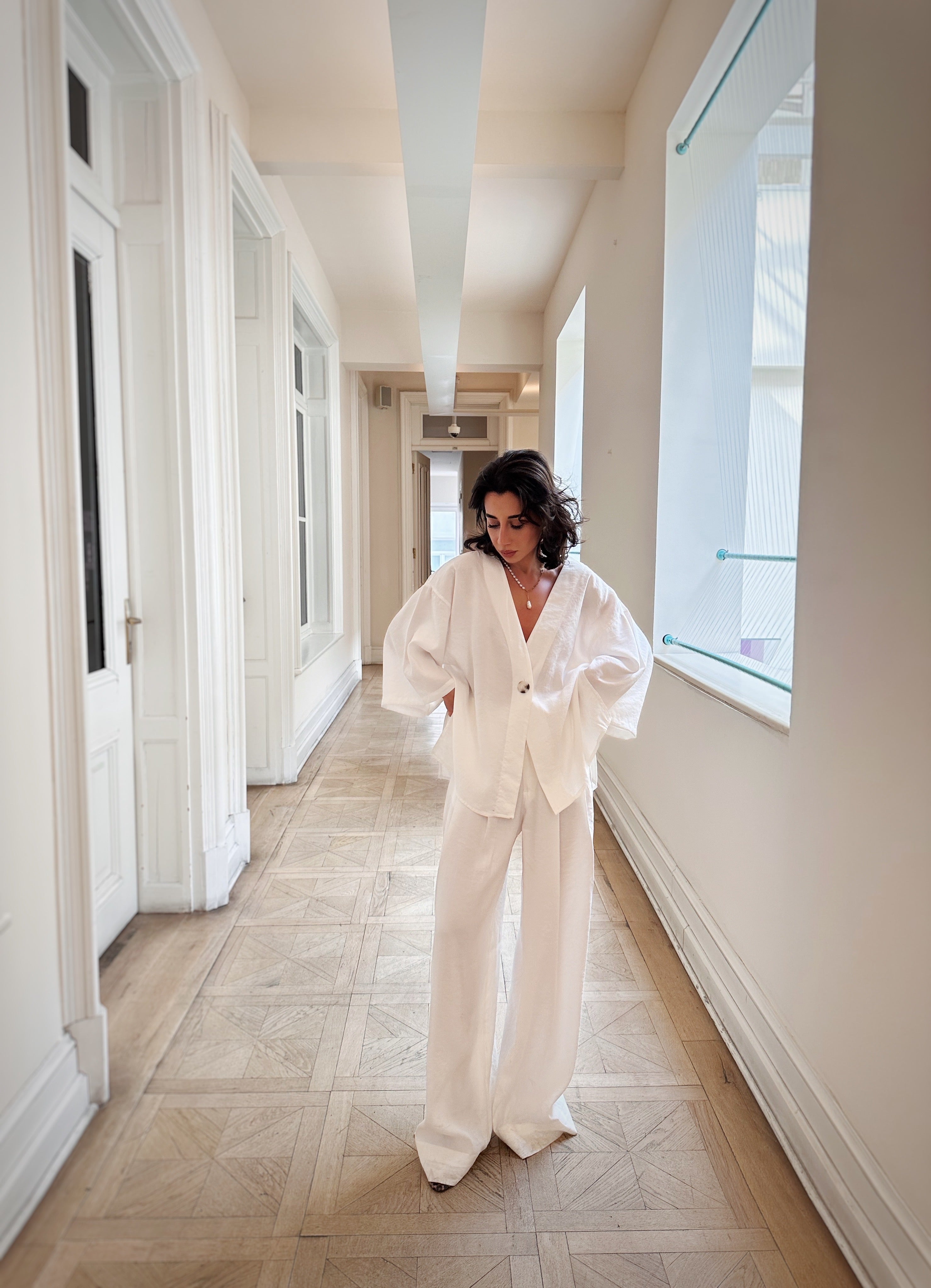 Önden Bağlamalı Bluz Pantolon Takım