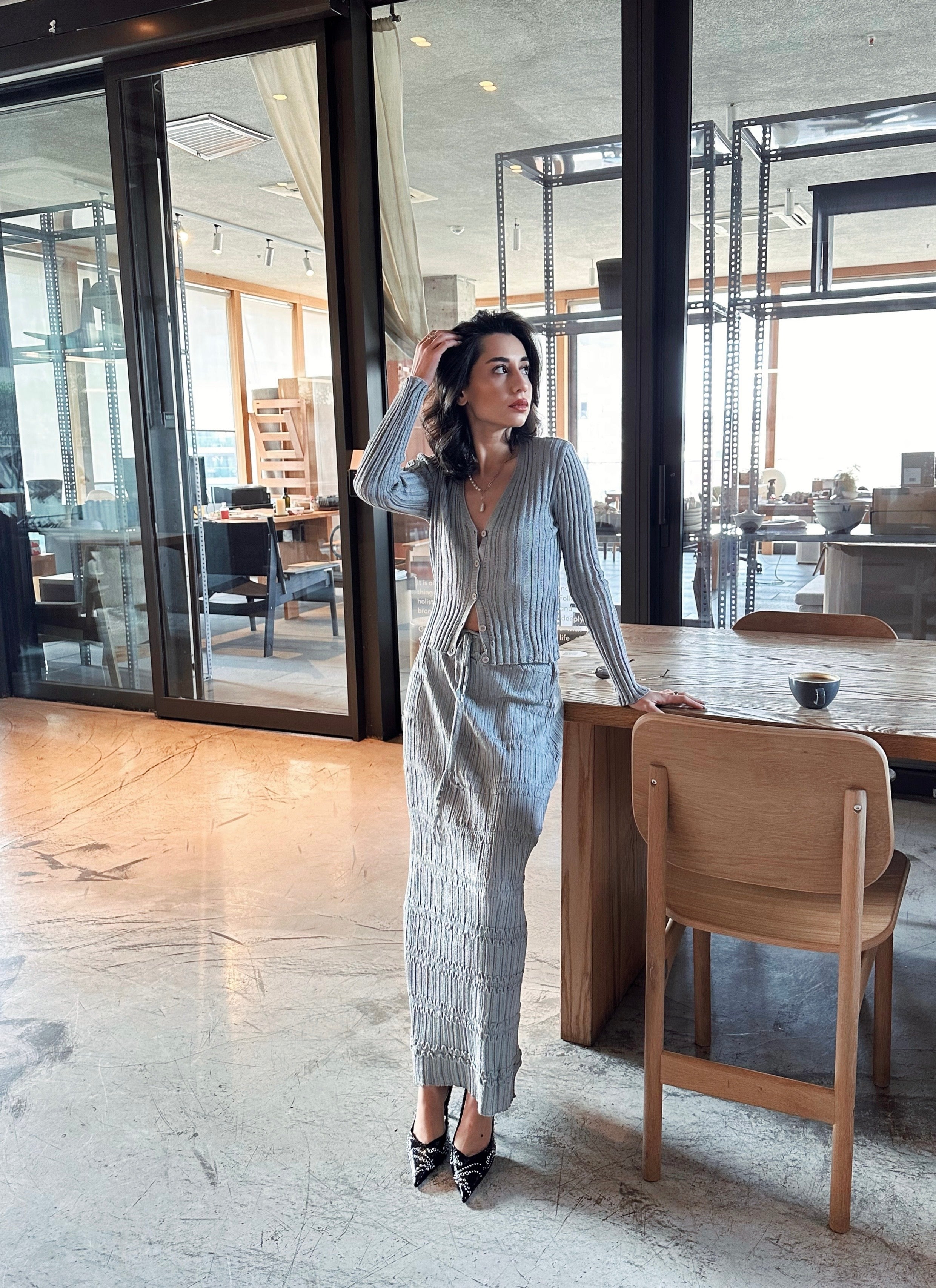 Triko Hırka Etek Takım