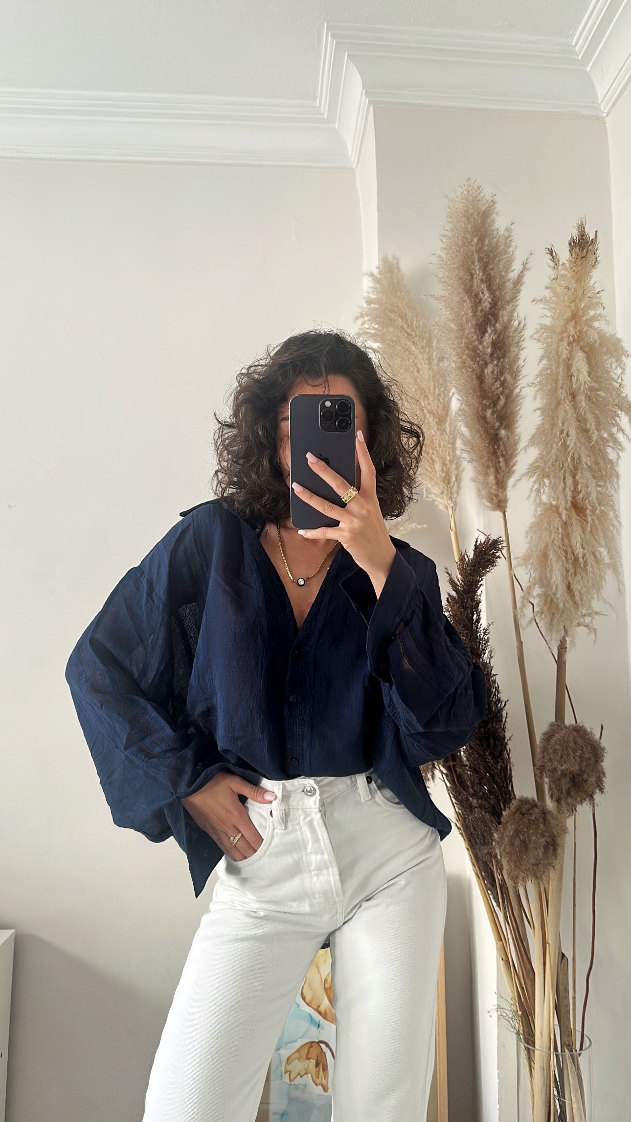 Oversize Şerit Detaylı Gömlek