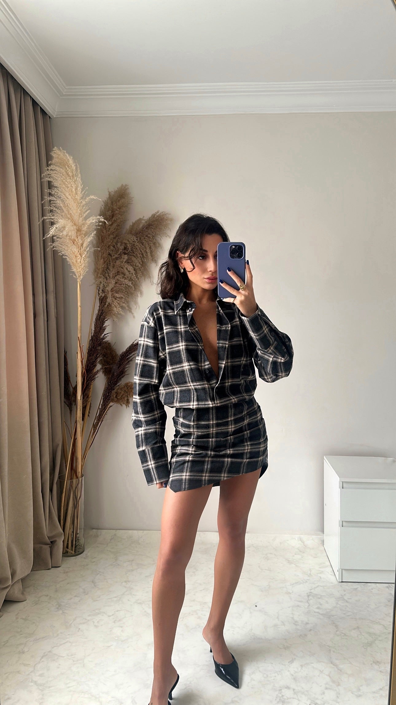 Ekoseli Gömlek Elbise