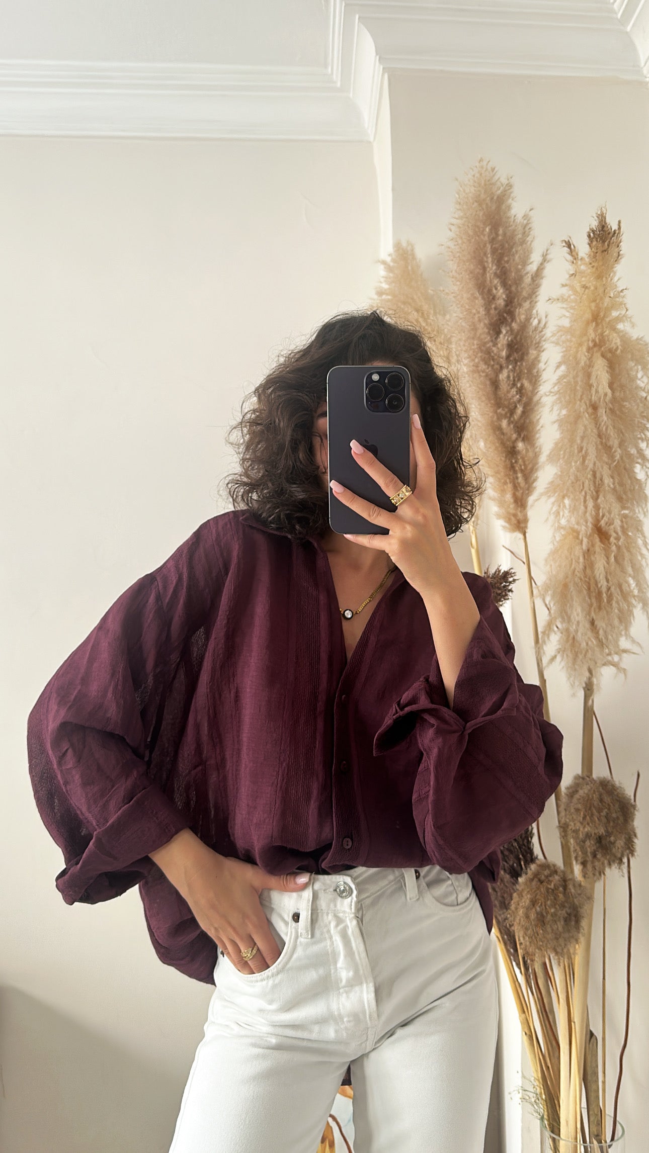 Oversize Şerit Detaylı Gömlek