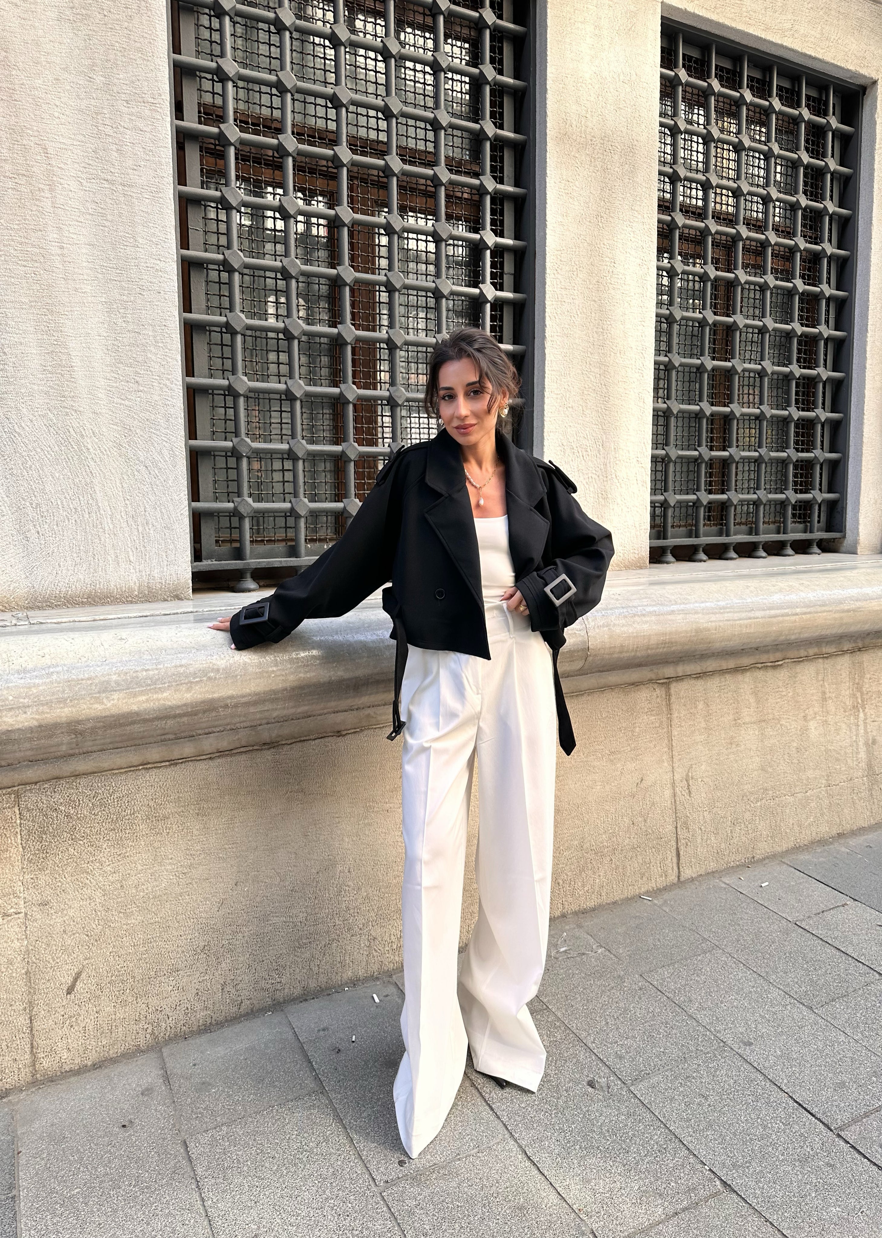 Kuşaklı Crop Ceket