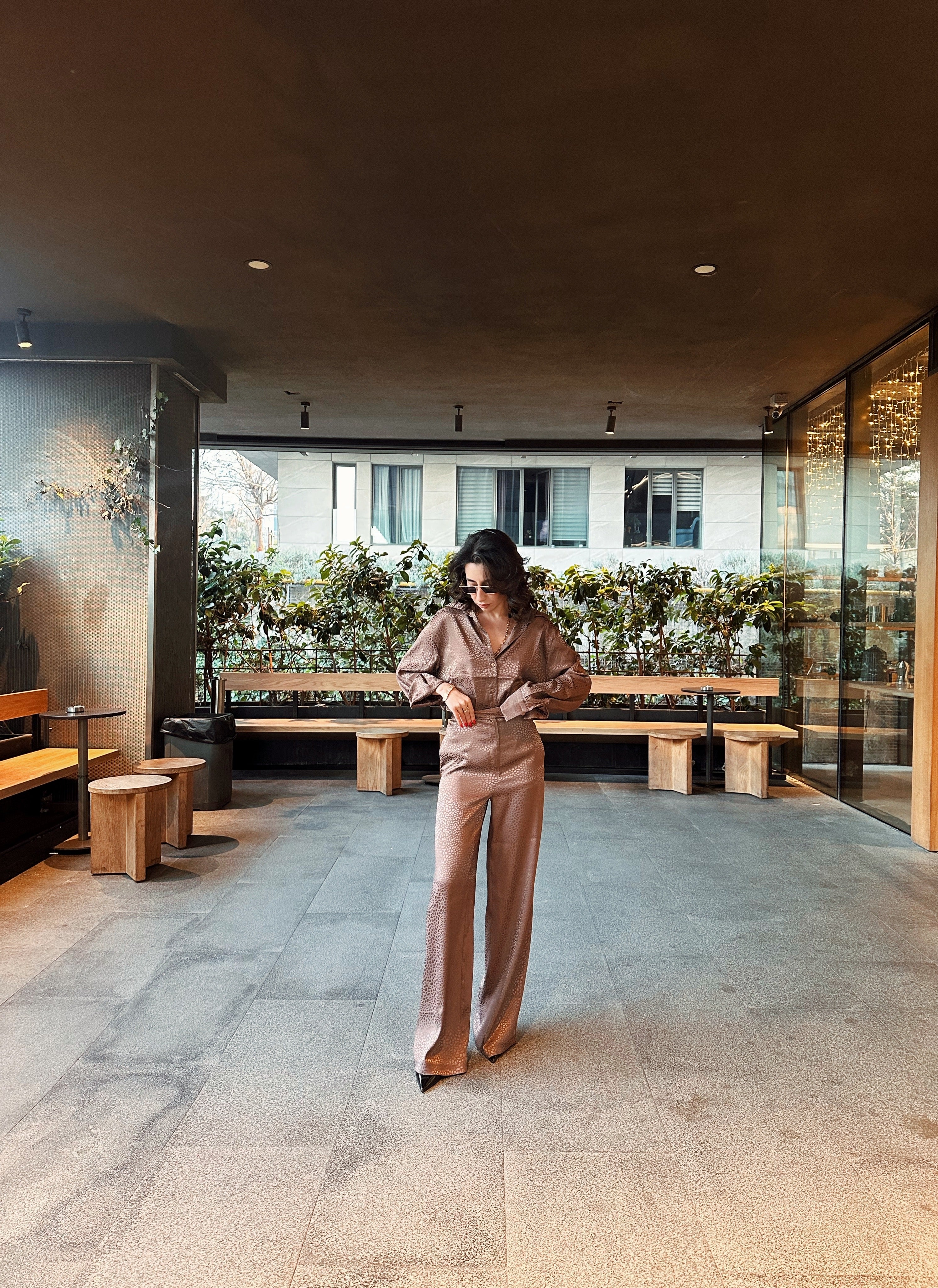 Saten Desenli Takım