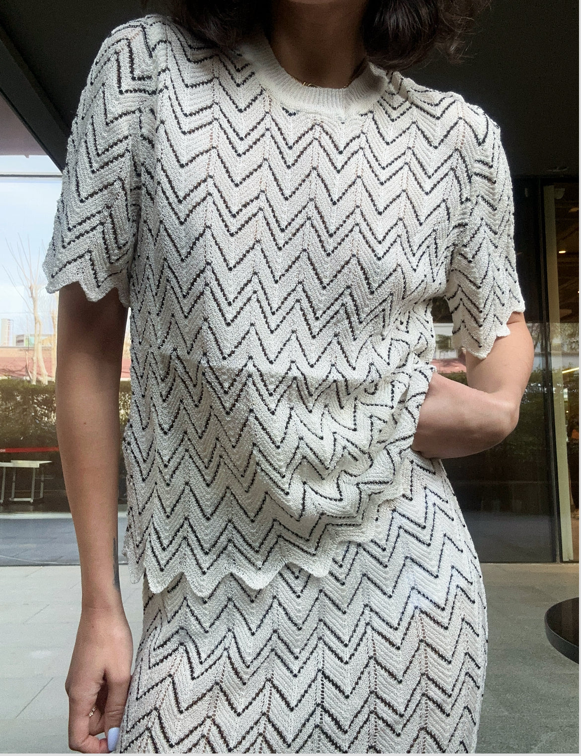 Desenli Etek Triko Takım