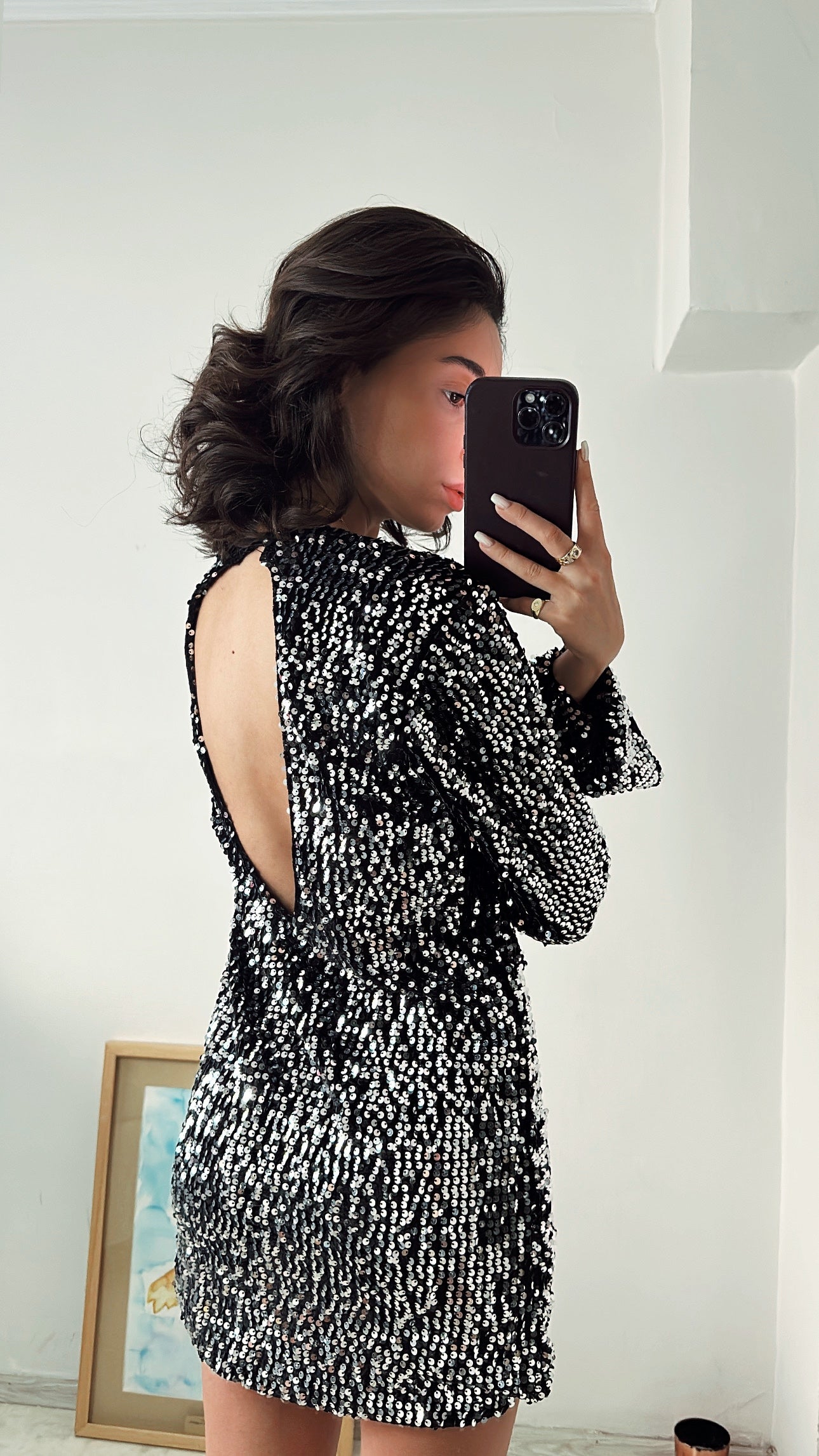 Pul Payet Sırt Detaylı Elbise