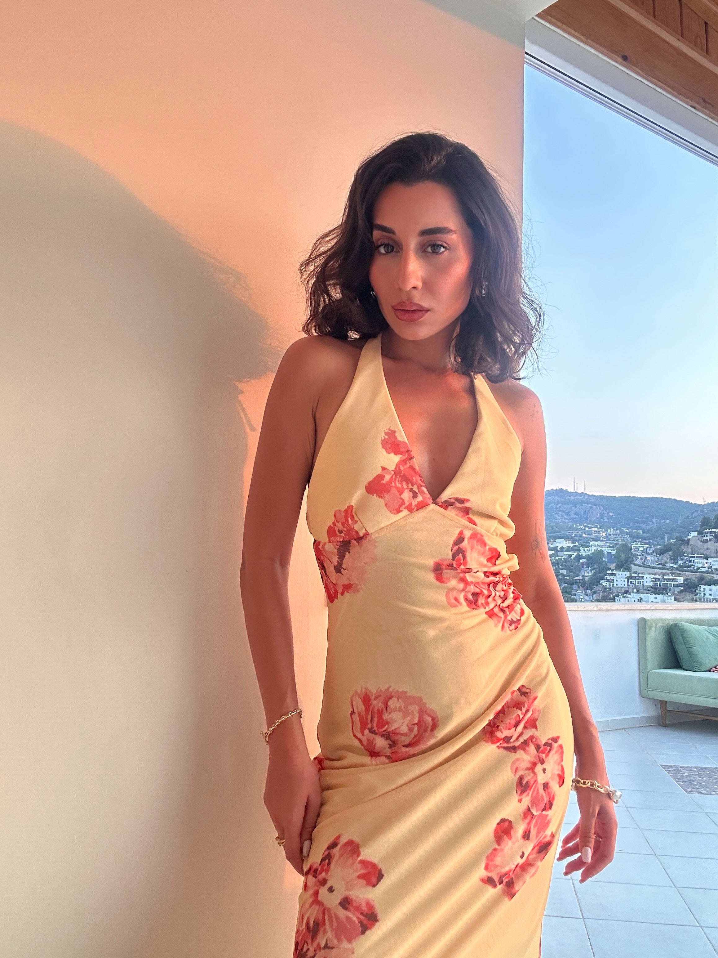 Çiçek Desenli Tül Elbise