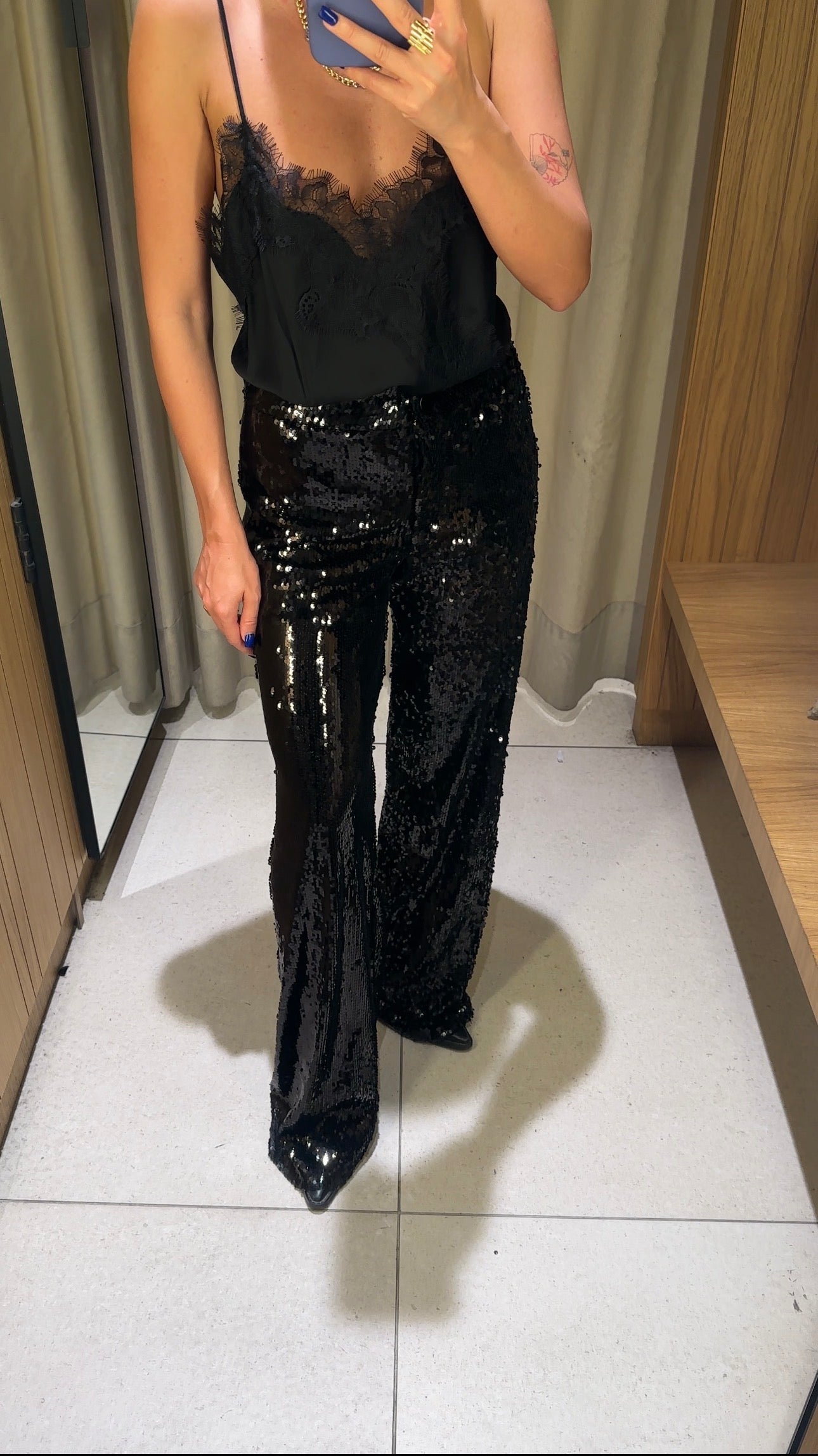 Luxe Black Payetli Pantolon