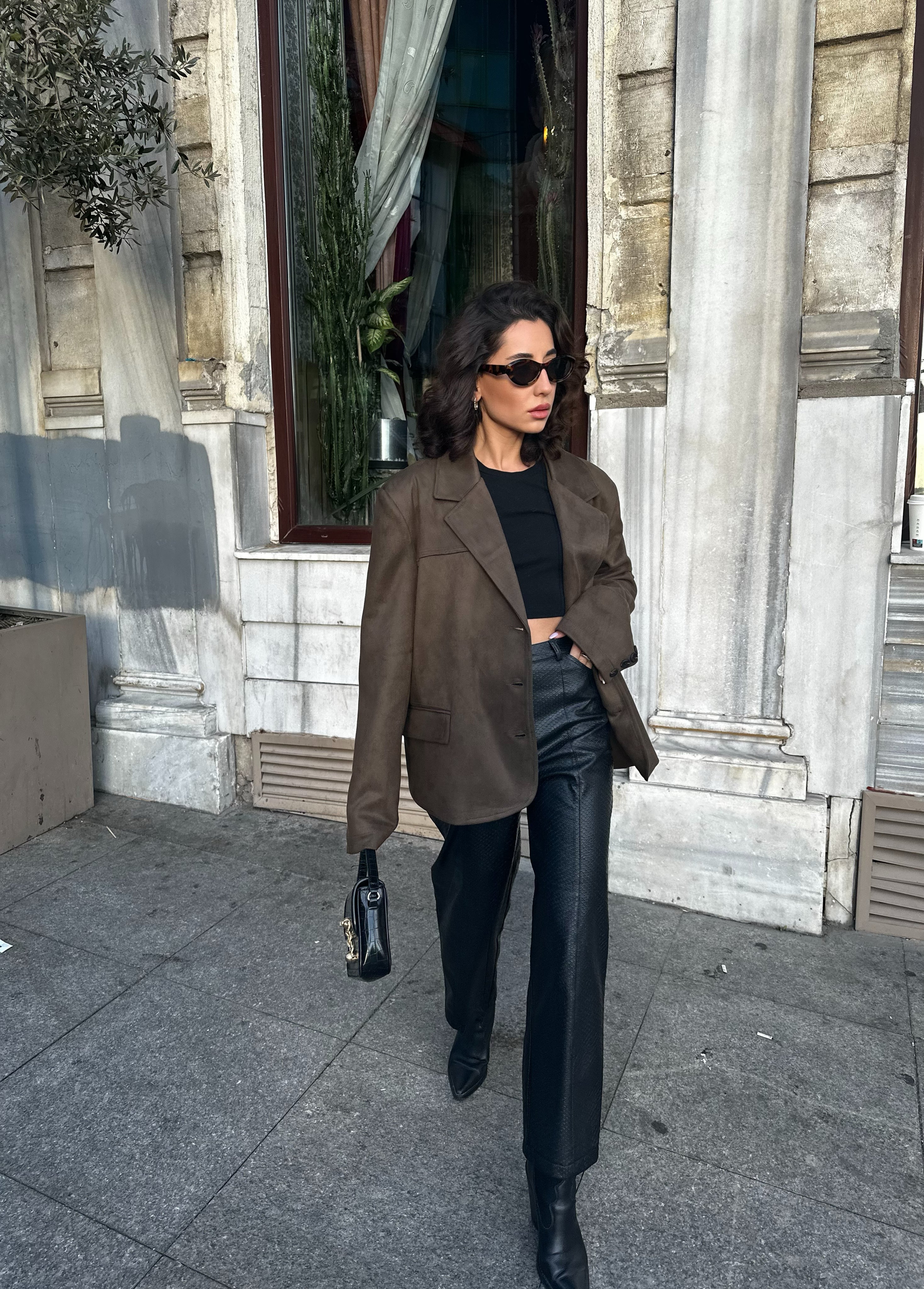 Premıum Haki Süet Blazer Ceket