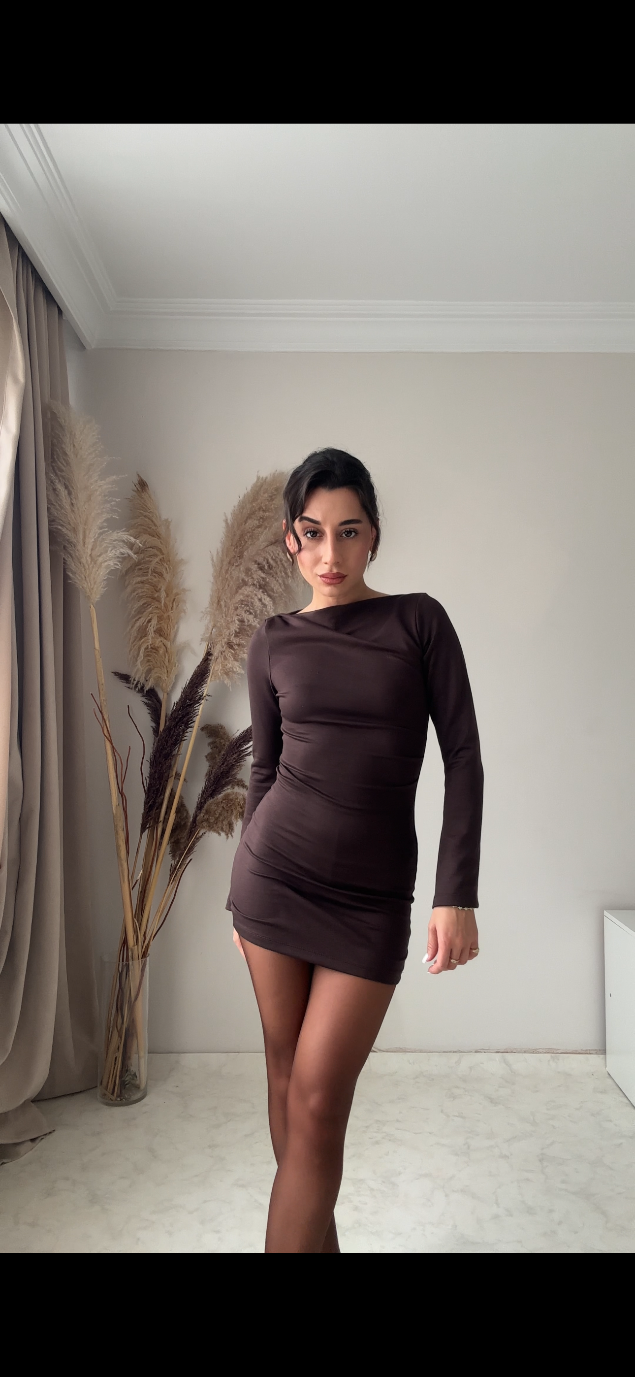 Tasarım Mini Kahve Elbise