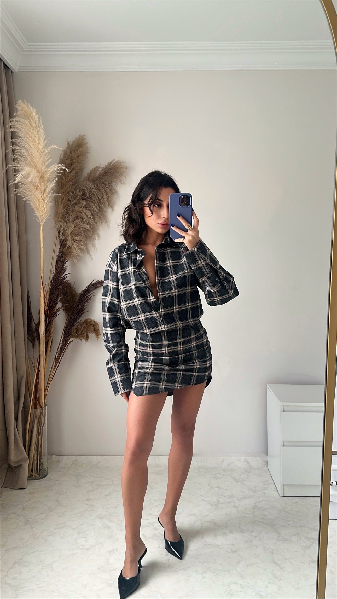 Ekoseli Gömlek Elbise