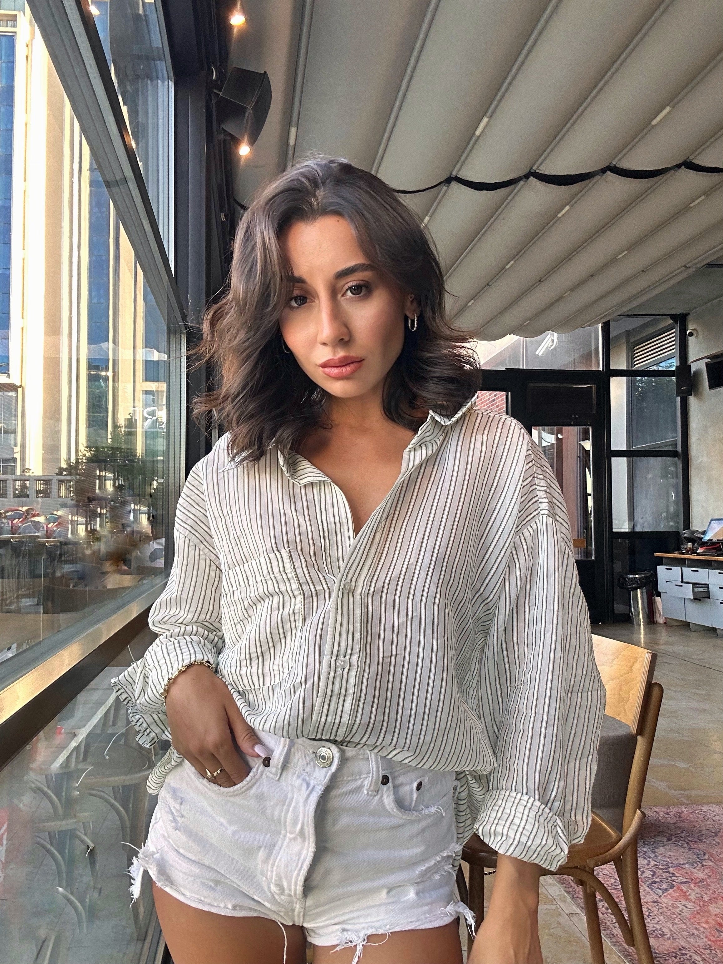 Çizgili Oversize Gömlek