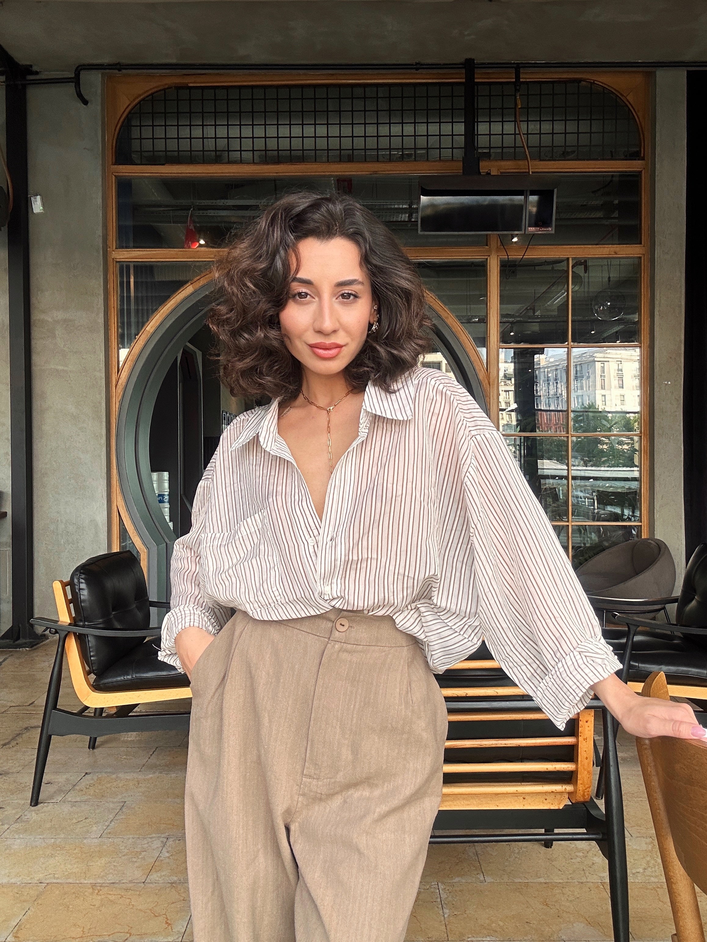 Çizgili Oversize Gömlek